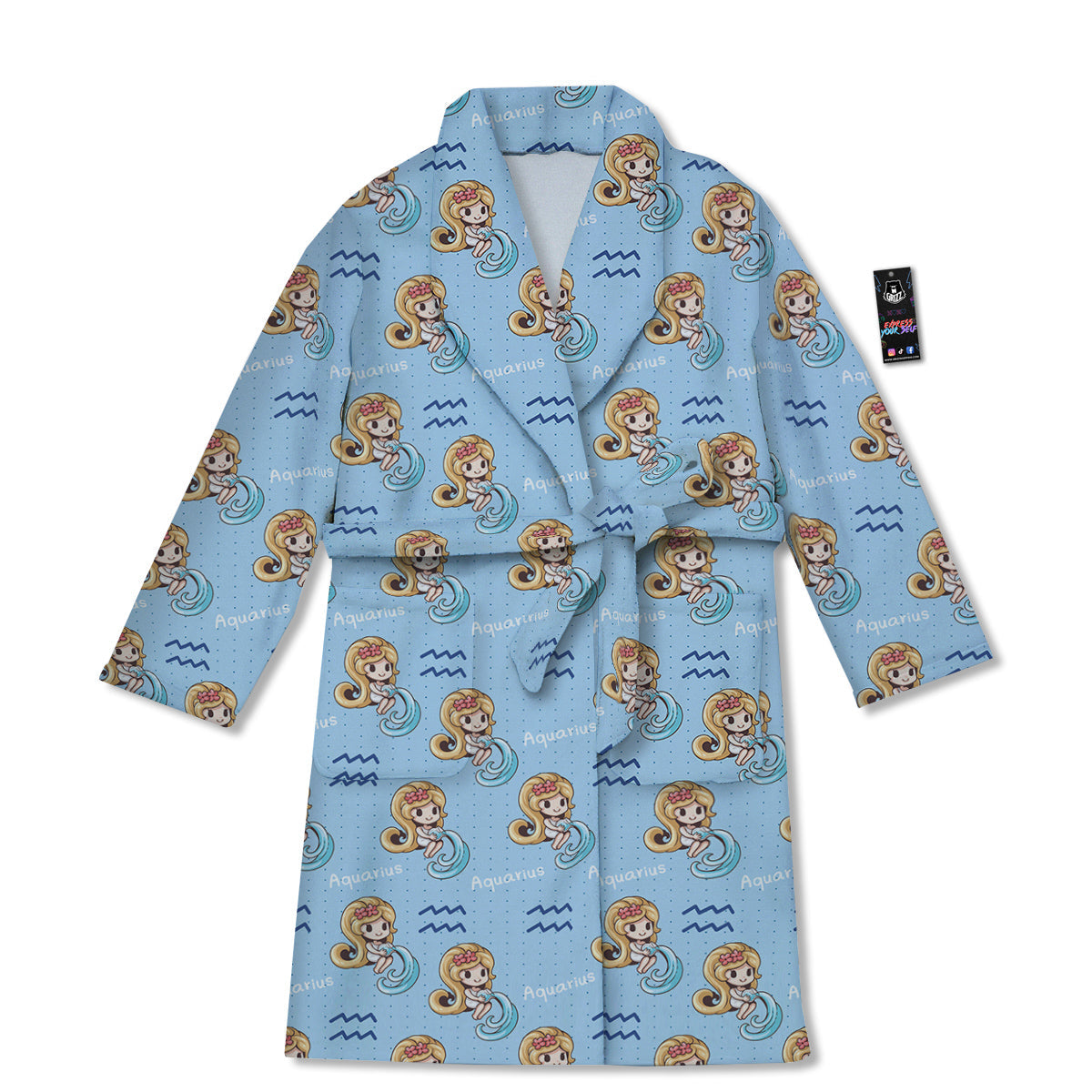 Aquarius Cute Cartoon Print Pattern Bathrobe-grizzshop