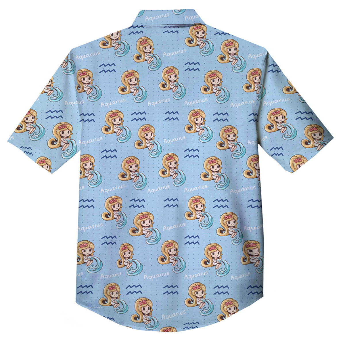 Aquarius Cute Cartoon Print Pattern Button Up Shirt-grizzshop