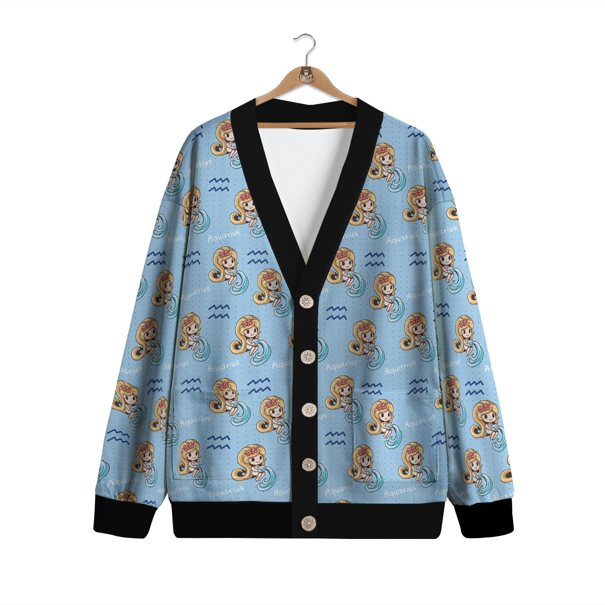 Aquarius Cute Cartoon Print Pattern Cardigan-grizzshop