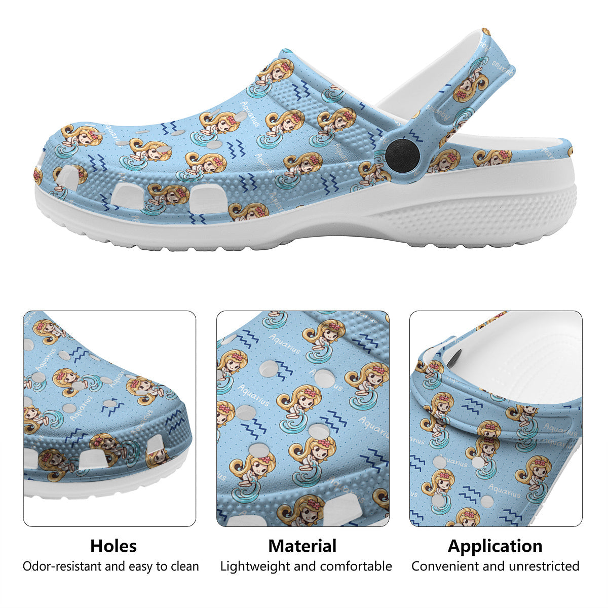 Aquarius Cute Cartoon Print Pattern Clog-grizzshop