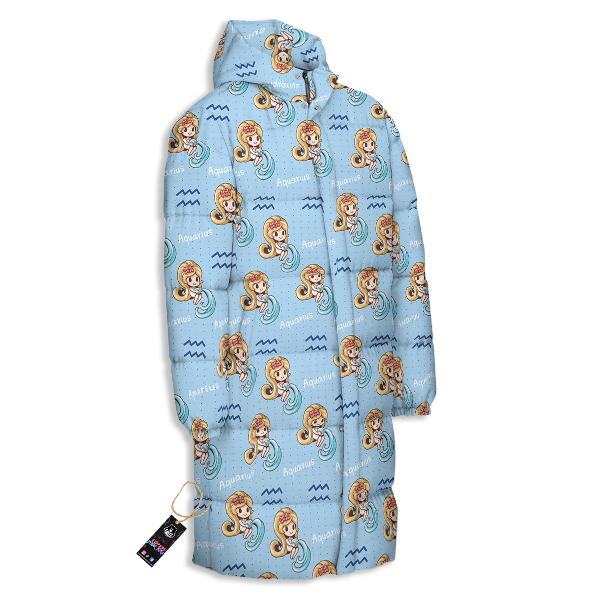 Aquarius Cute Cartoon Print Pattern Long Down Jacket-grizzshop