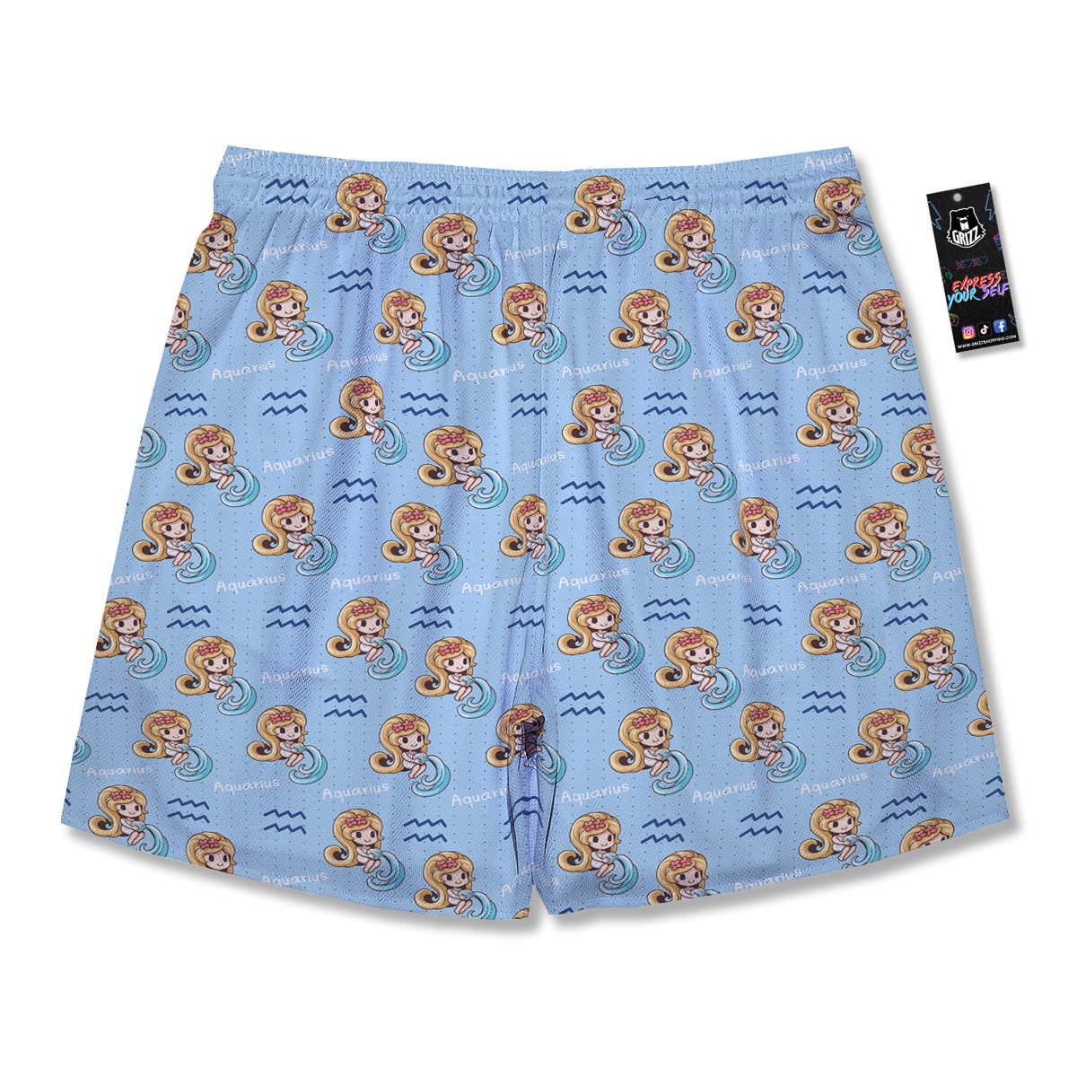Aquarius Cute Cartoon Print Pattern Men's Running Shorts-grizzshop