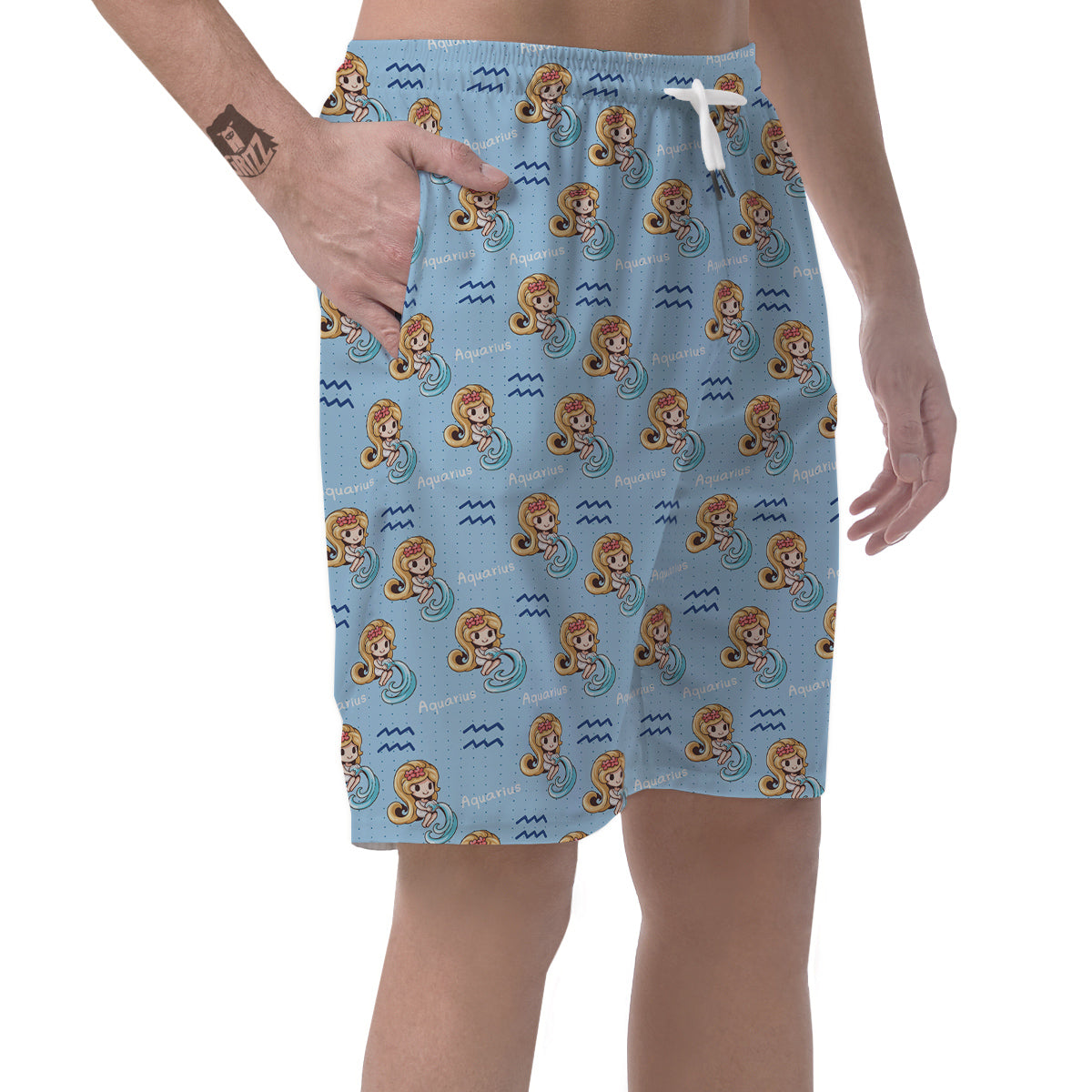 Aquarius Cute Cartoon Print Pattern Men's Shorts-grizzshop