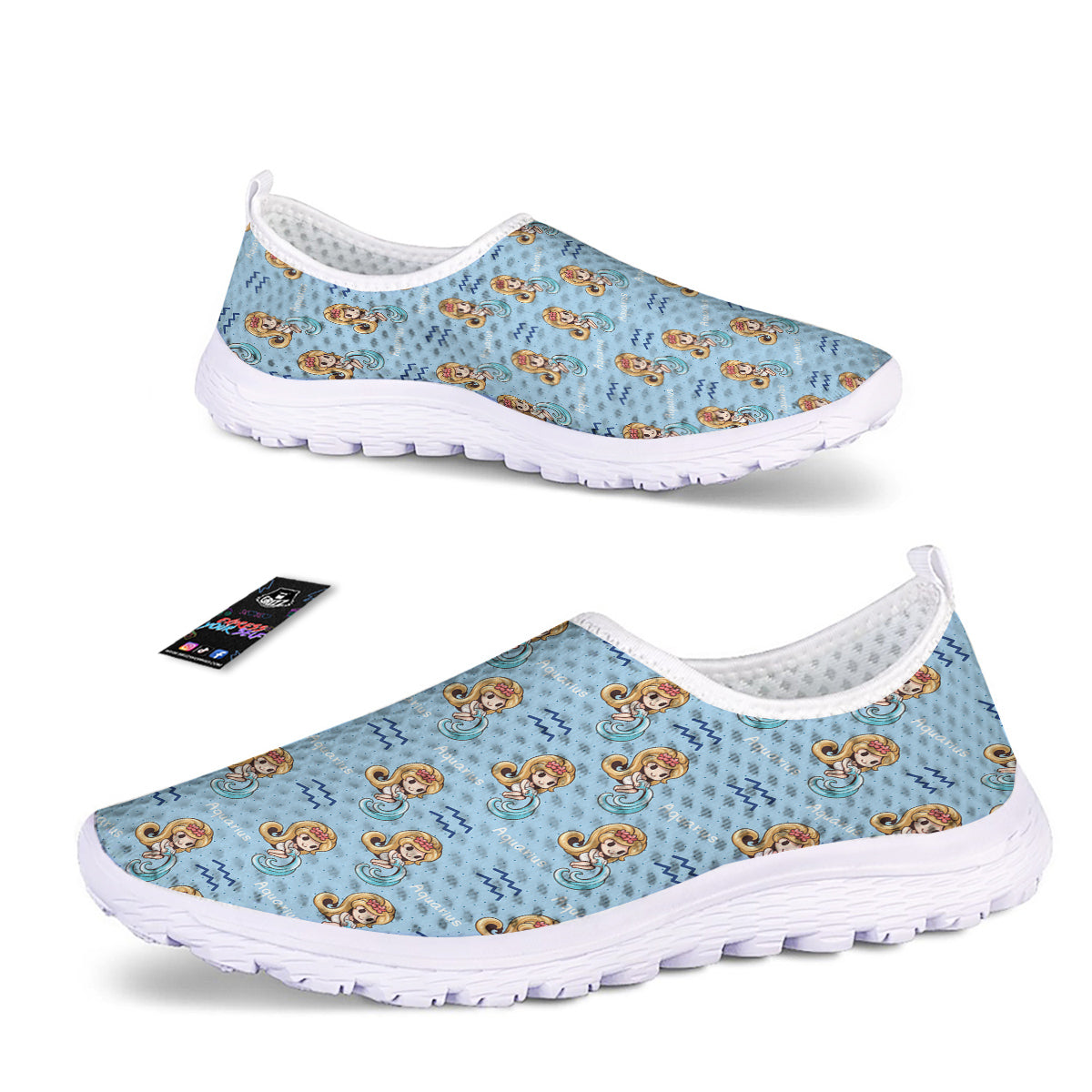Aquarius Cute Cartoon Print Pattern Nurse Shoes-grizzshop
