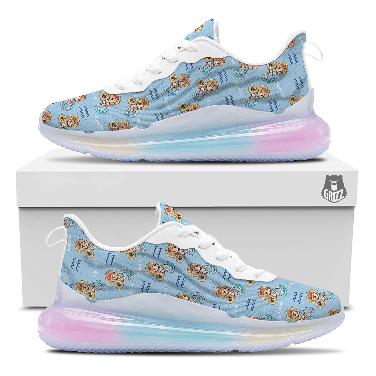Aquarius Cute Cartoon Print Pattern Running Sneakers-grizzshop