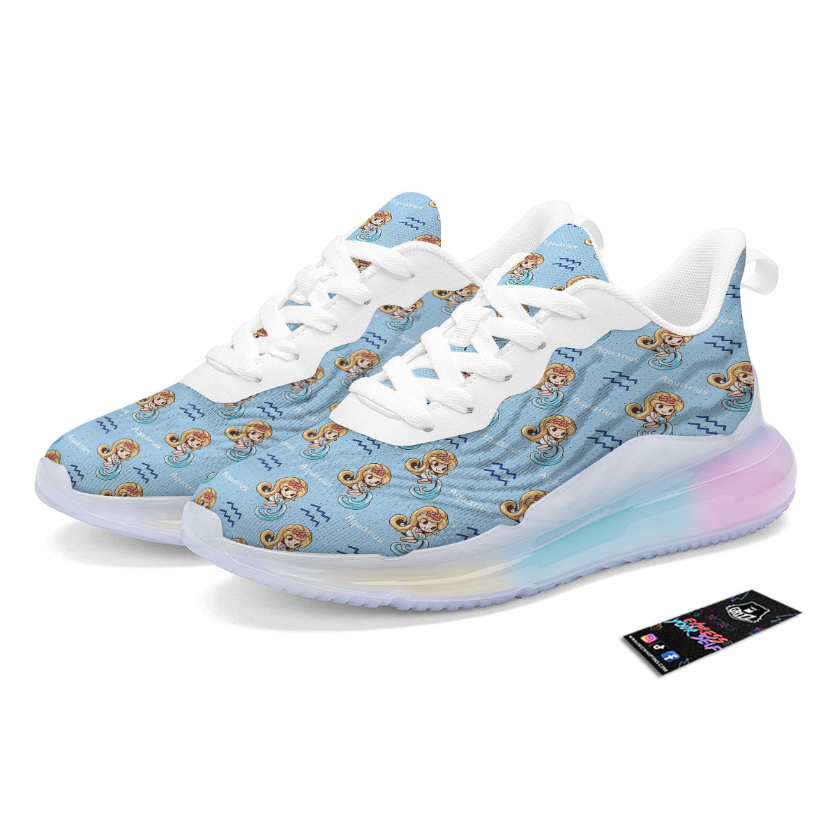 Aquarius Cute Cartoon Print Pattern Running Sneakers-grizzshop