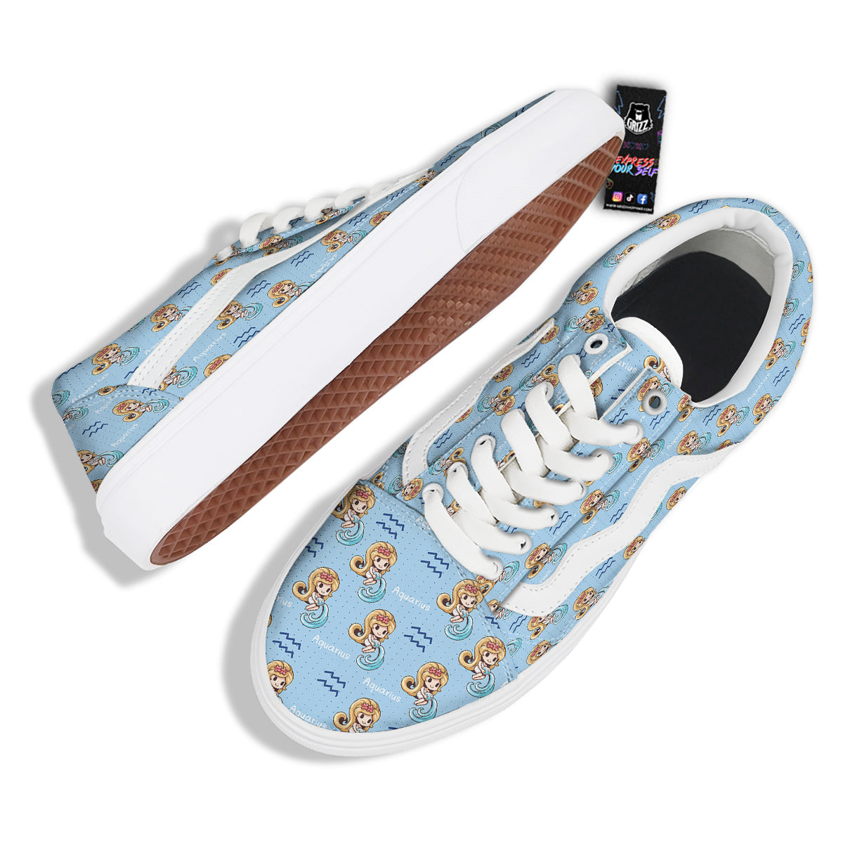 Aquarius Cute Cartoon Print Pattern Skate Shoes-grizzshop