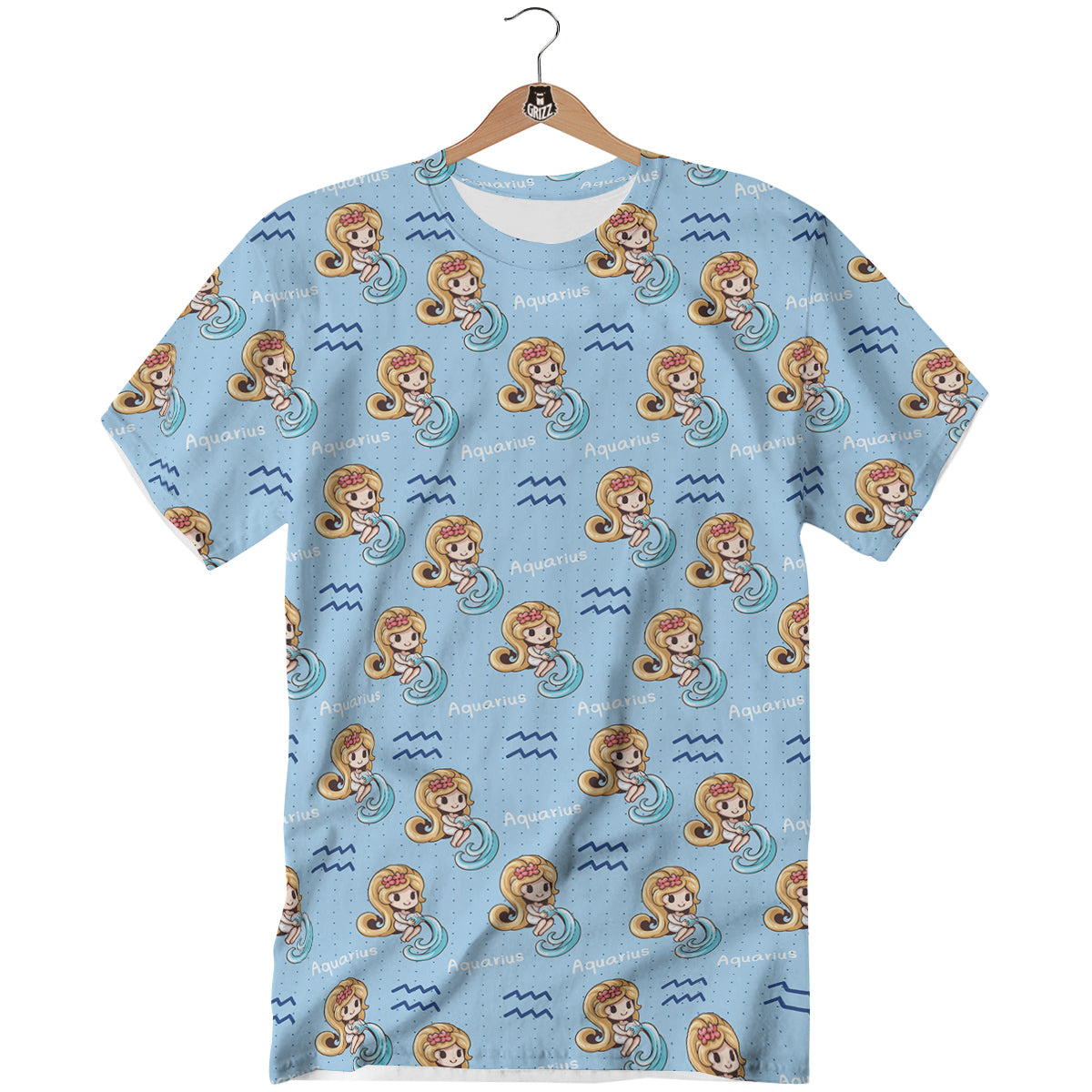 Aquarius Cute Cartoon Print Pattern T-Shirt-grizzshop