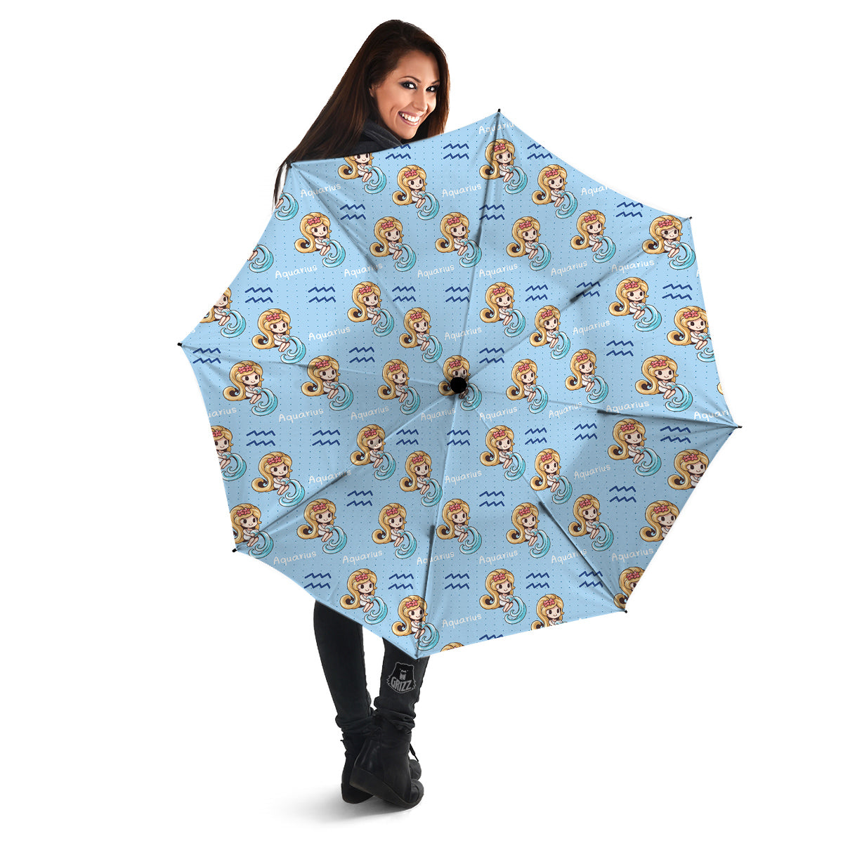 Aquarius Cute Cartoon Print Pattern Umbrella-grizzshop