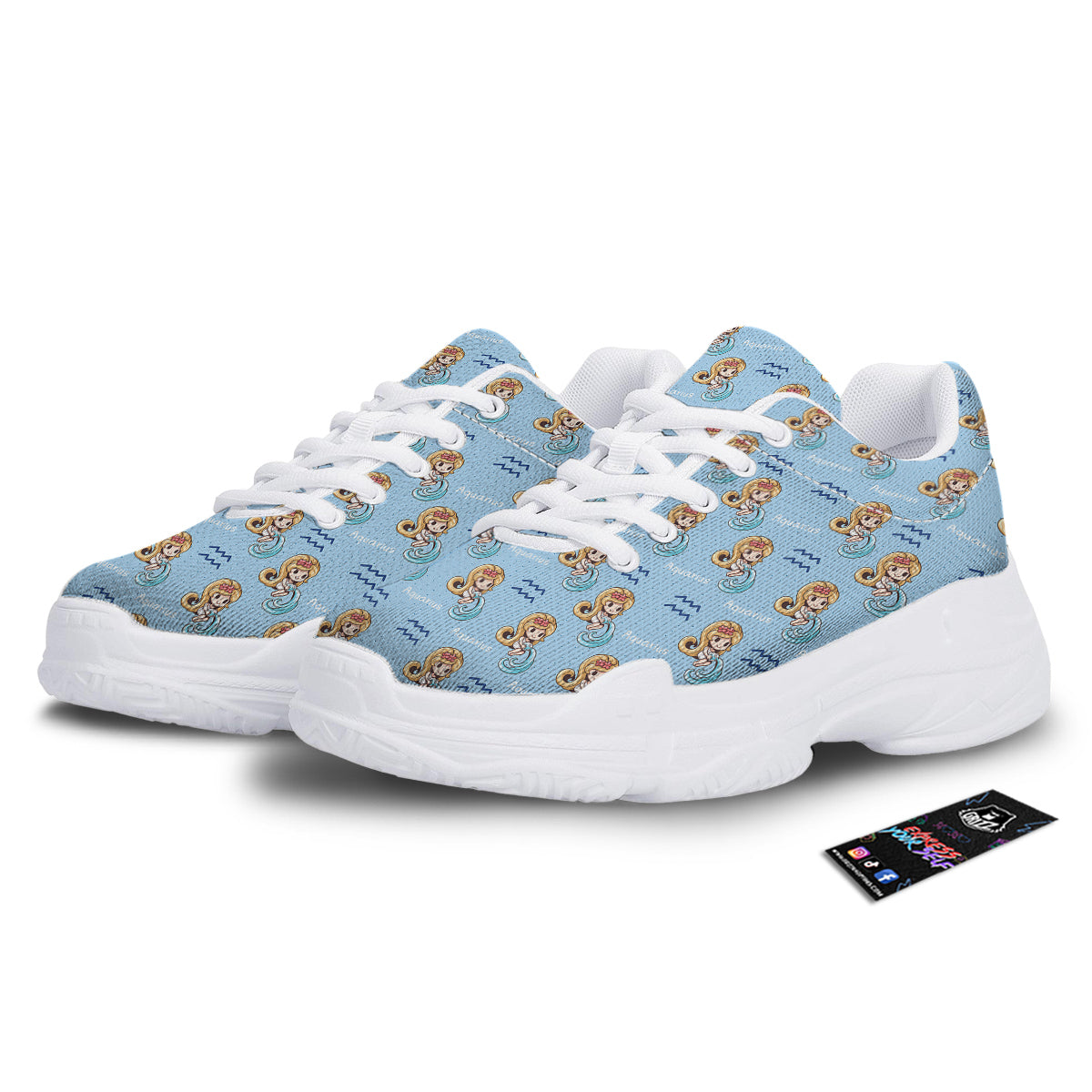 Aquarius Cute Cartoon Print Pattern White Chunky Shoes-grizzshop