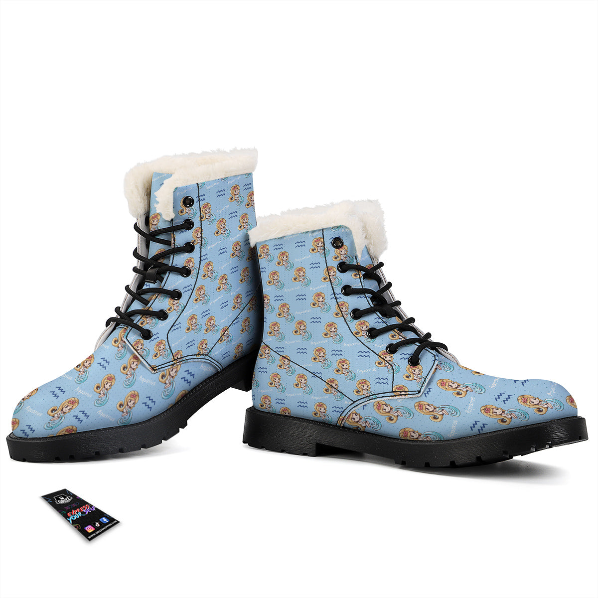 Aquarius Cute Cartoon Print Pattern Winter Boots-grizzshop