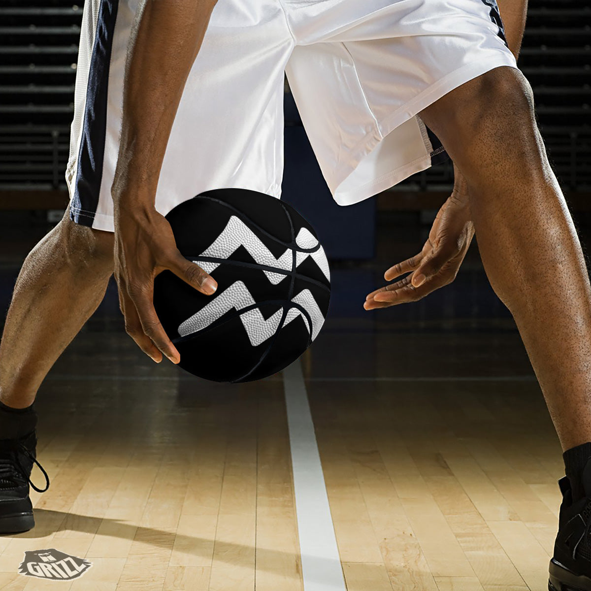 Aquarius Sign White And Black Print Basketball-grizzshop