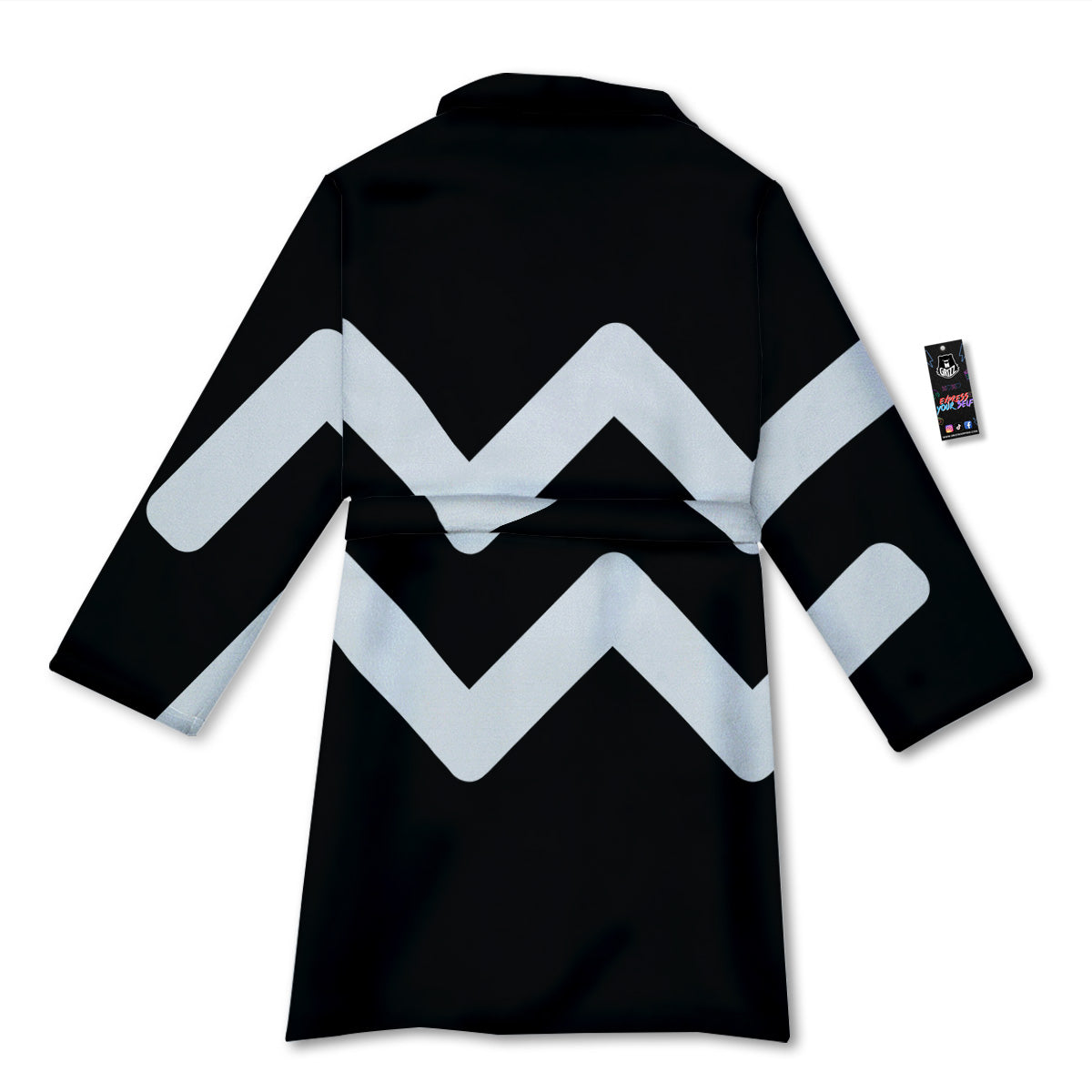 Aquarius Sign White And Black Print Bathrobe-grizzshop