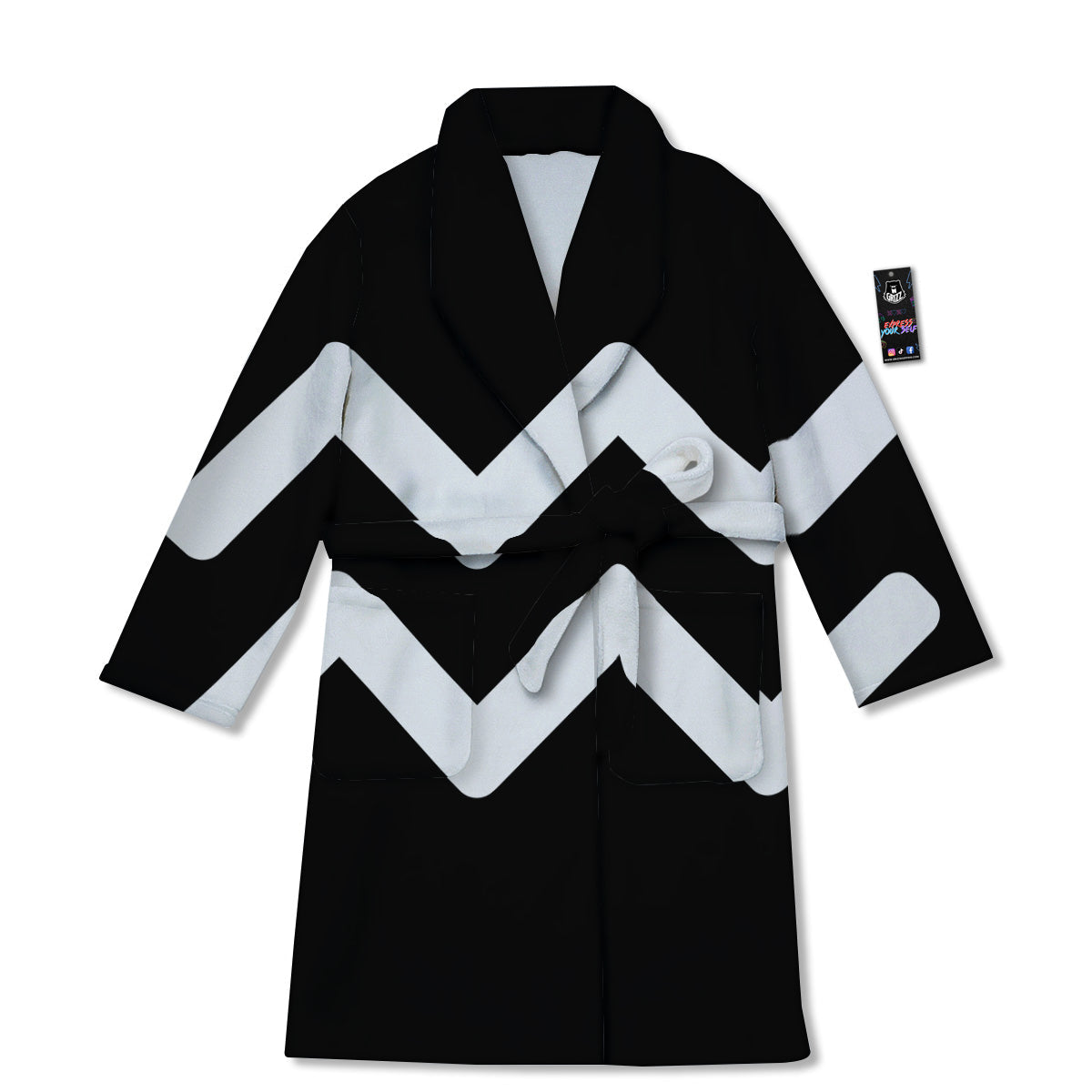 Aquarius Sign White And Black Print Bathrobe-grizzshop