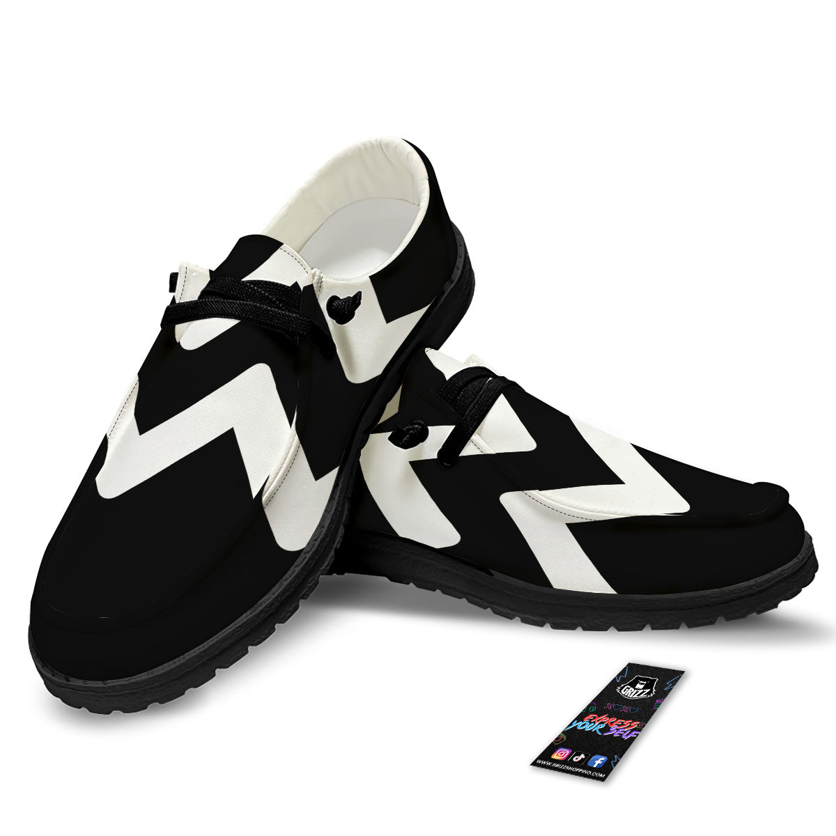 Aquarius Sign White And Black Print Black Loafers-grizzshop