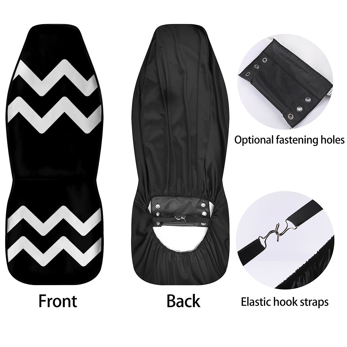 Aquarius Sign White And Black Print Car Seat Covers-grizzshop