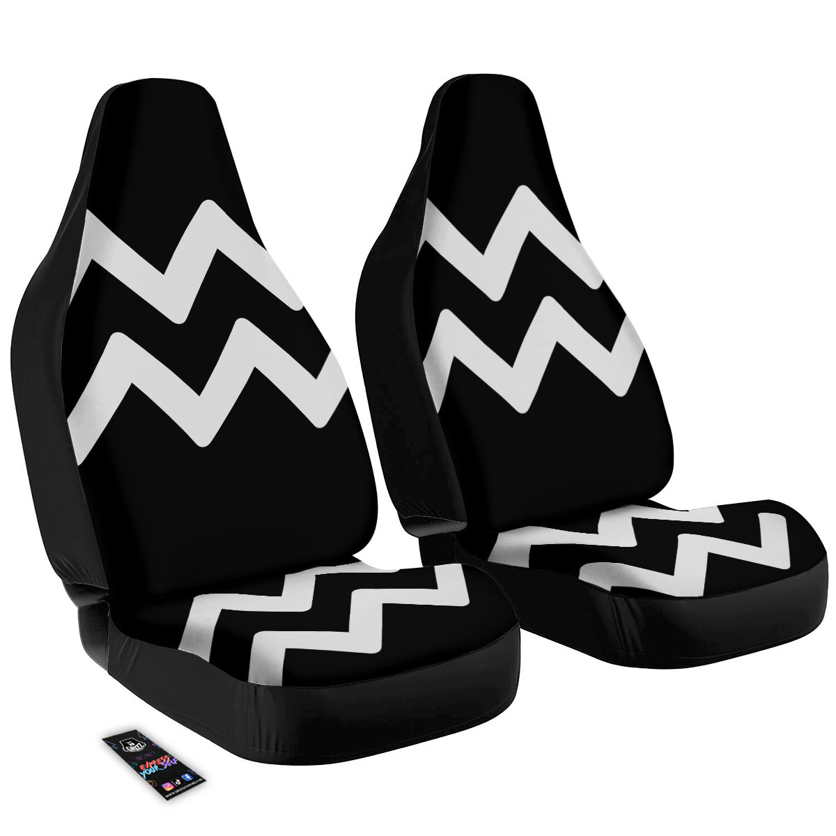 Aquarius Sign White And Black Print Car Seat Covers-grizzshop