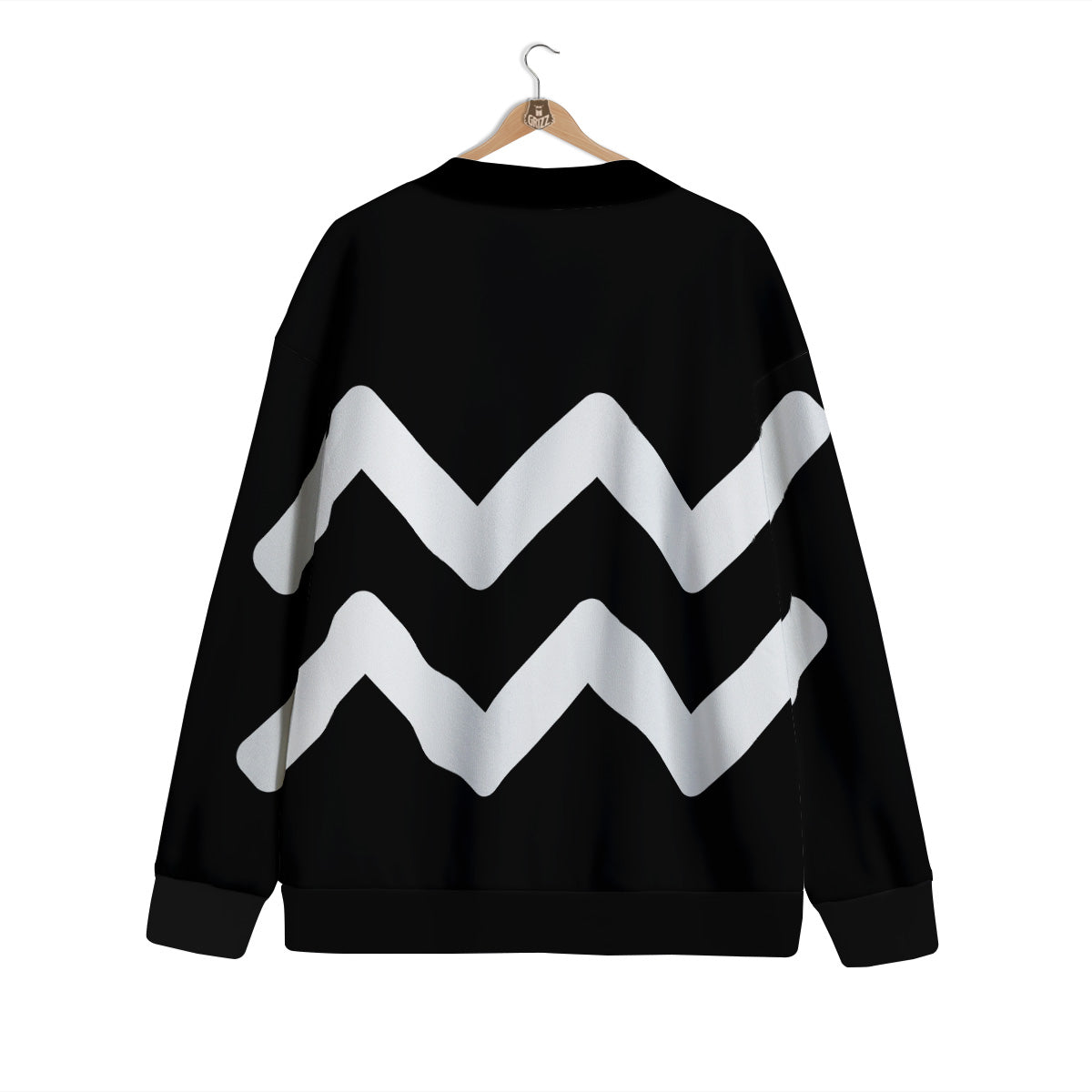 Aquarius Sign White And Black Print Cardigan-grizzshop