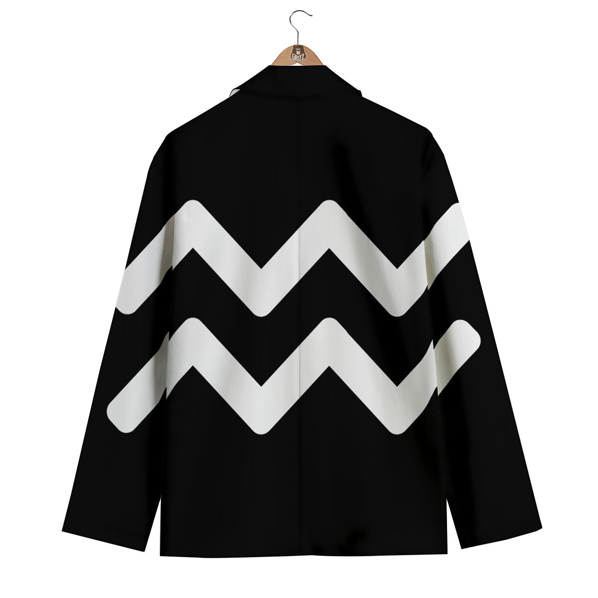 Aquarius Sign White And Black Print Men's Blazer-grizzshop
