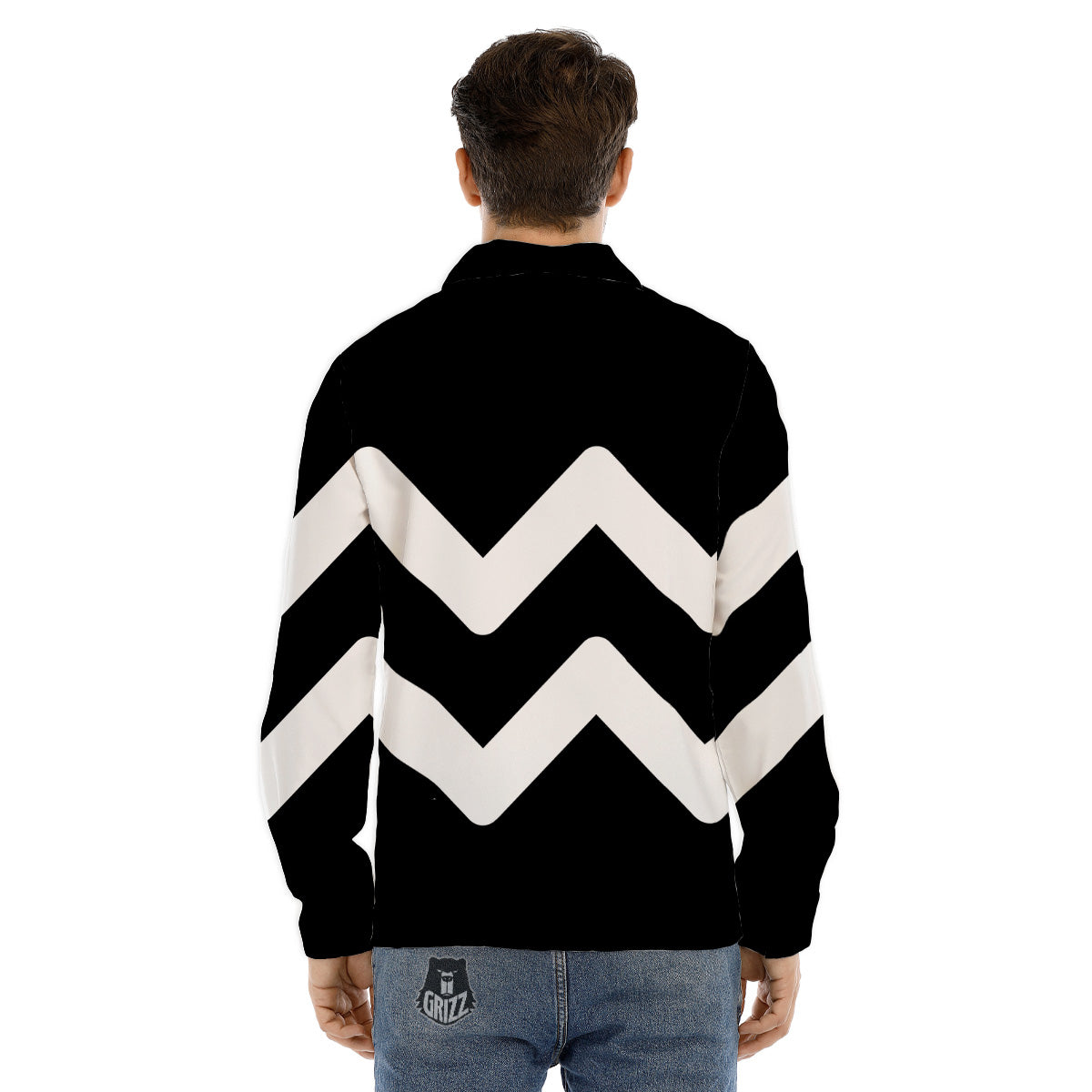 Aquarius Sign White And Black Print Men's Dress Shirts-grizzshop