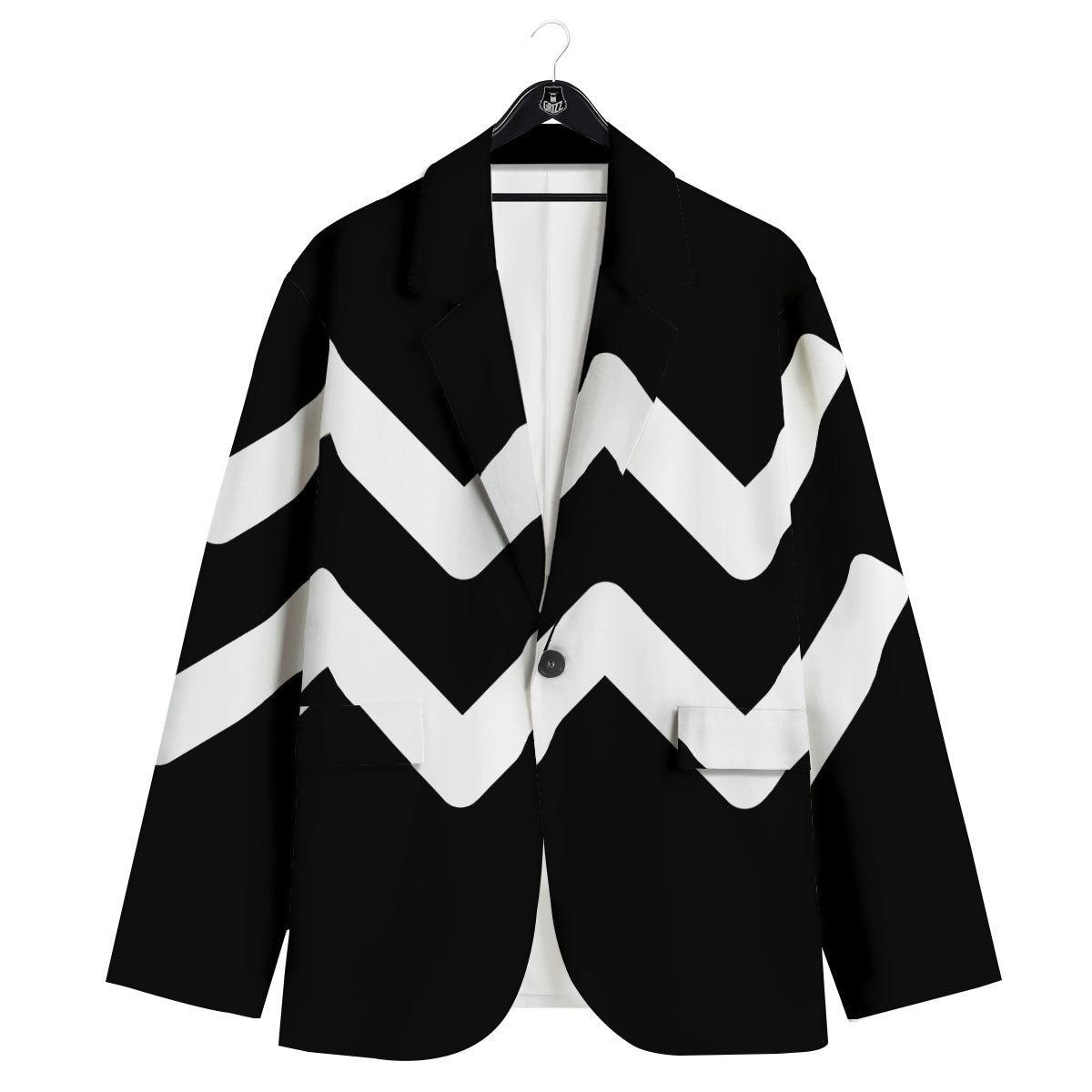 Aquarius Sign White And Black Print Men's Sport Coat-grizzshop