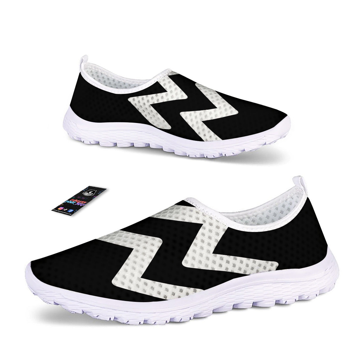 Aquarius Sign White And Black Print Nurse Shoes-grizzshop