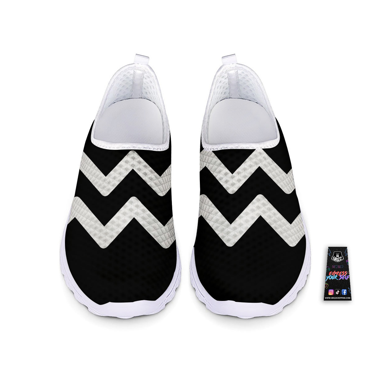 Aquarius Sign White And Black Print Nurse Shoes-grizzshop