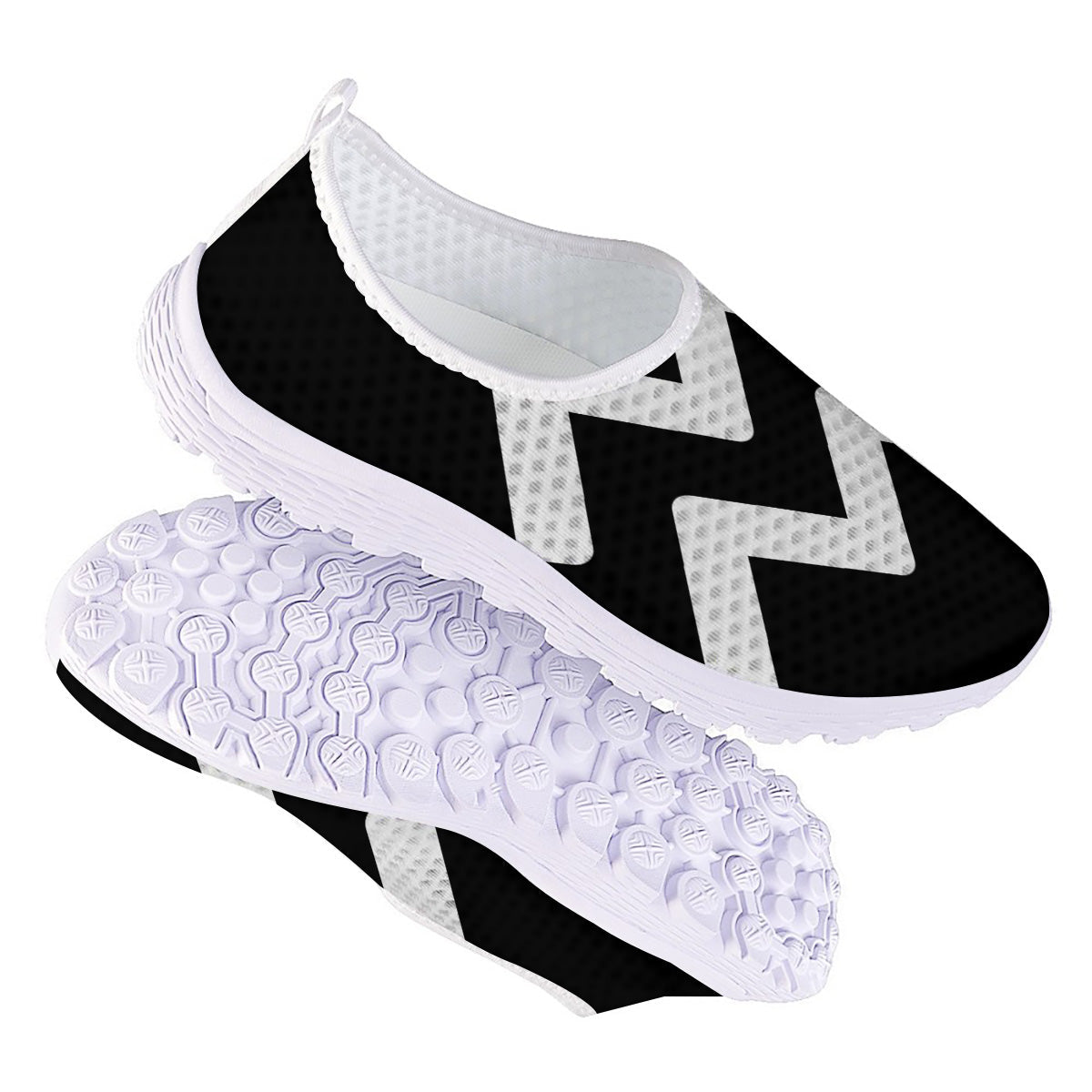 Aquarius Sign White And Black Print Nurse Shoes-grizzshop