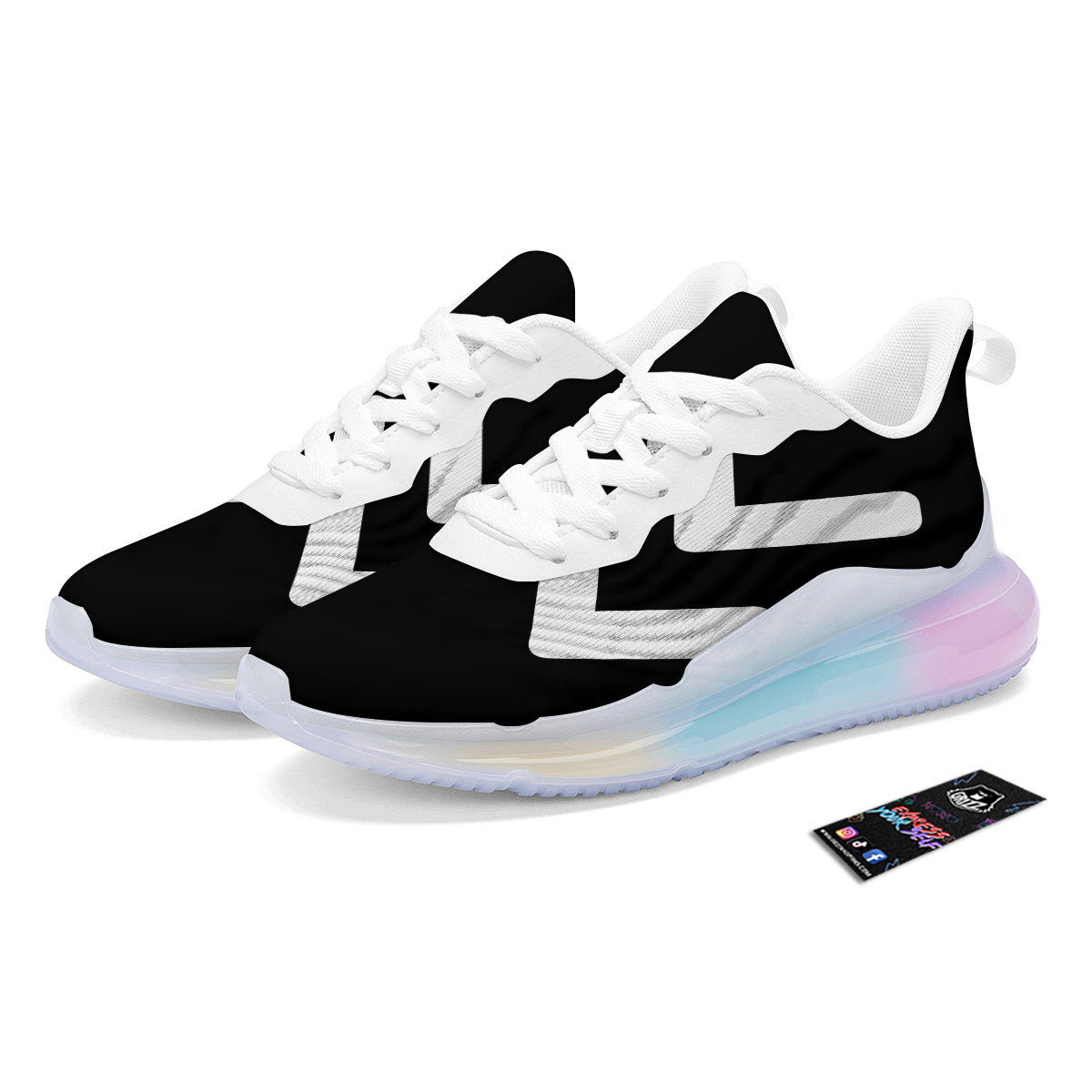 Aquarius Sign White And Black Print Running Sneakers-grizzshop