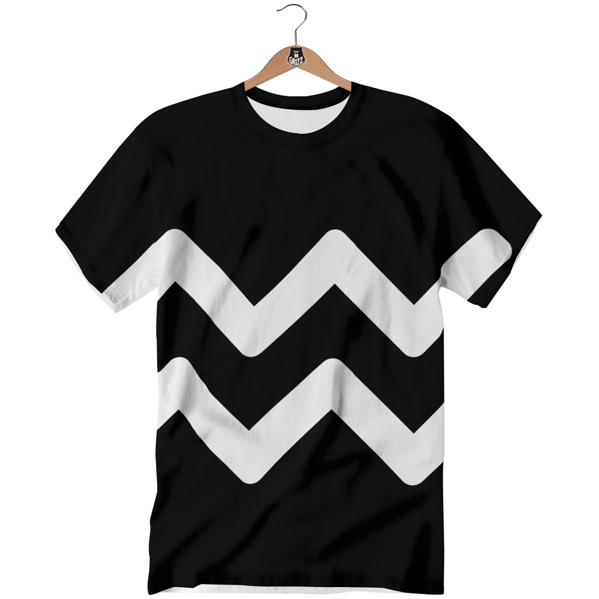 Aquarius Sign White And Black Print T-Shirt-grizzshop