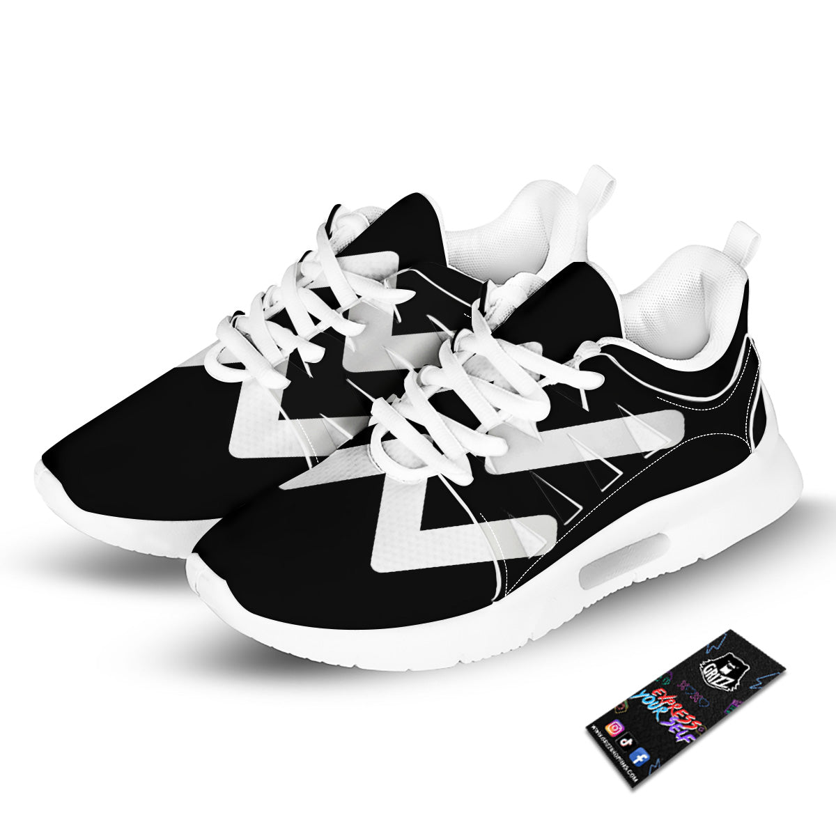Aquarius Sign White And Black Print Tennis Shoes-grizzshop