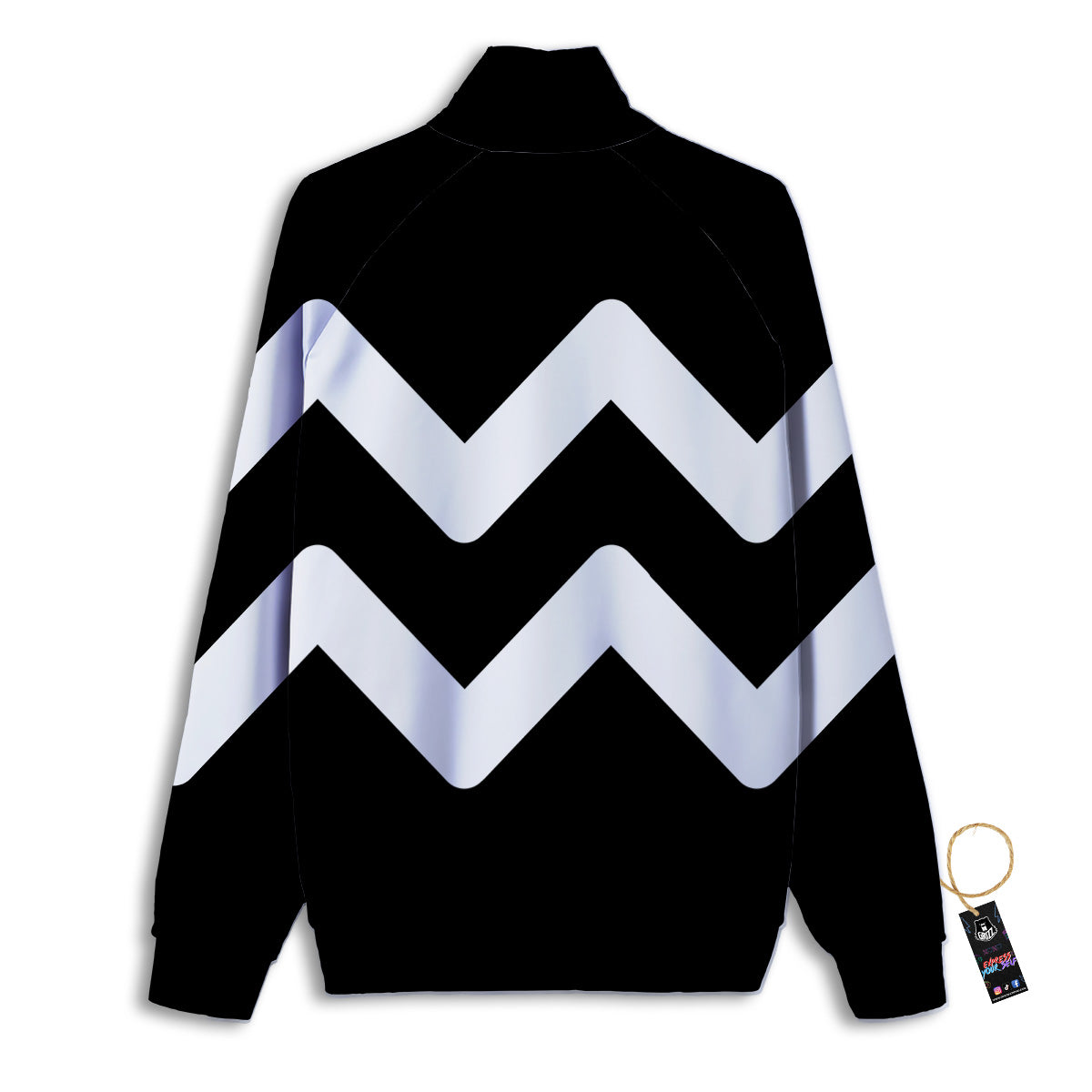 Aquarius Sign White And Black Print Track Jacket-grizzshop