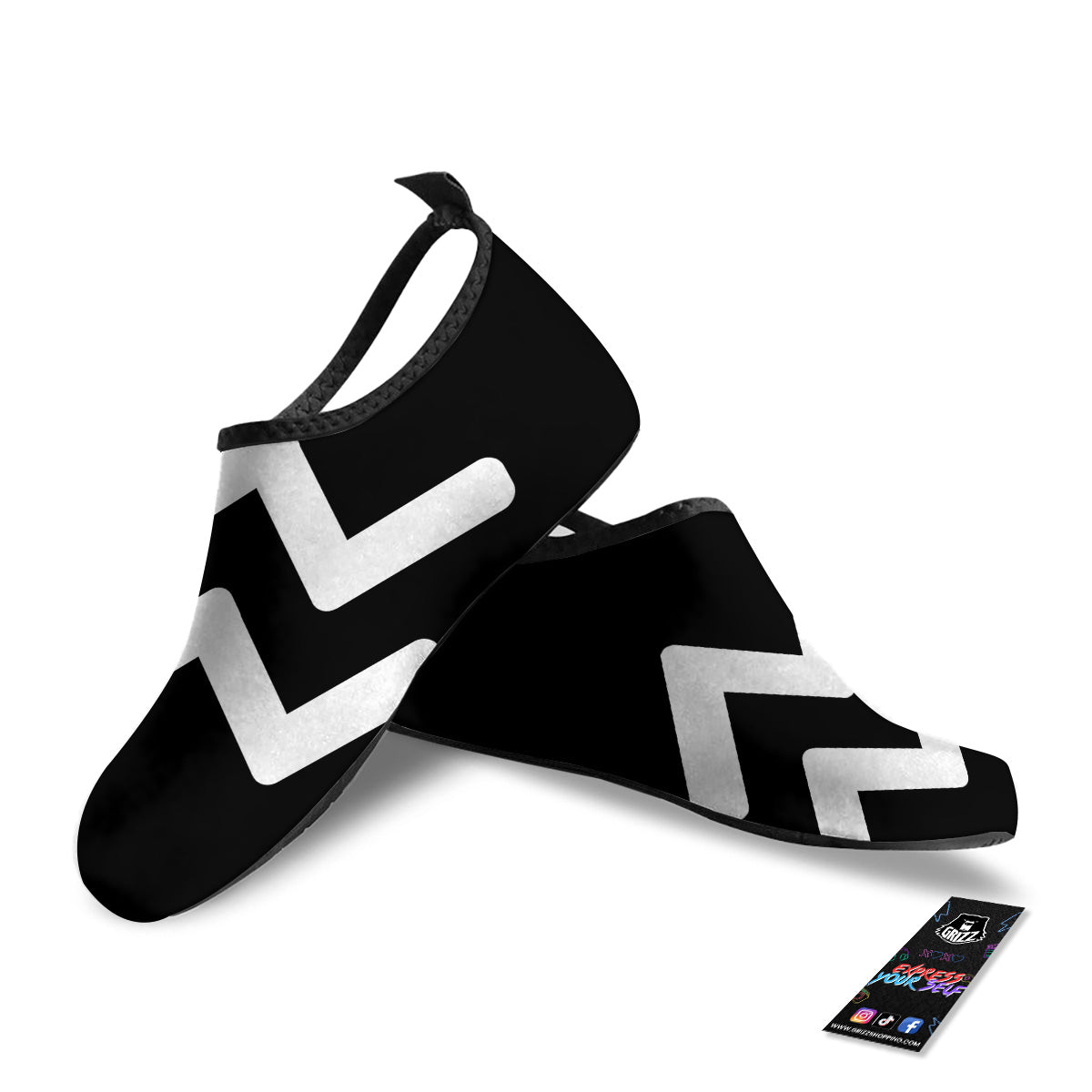 Aquarius Sign White And Black Print Water Shoes-grizzshop