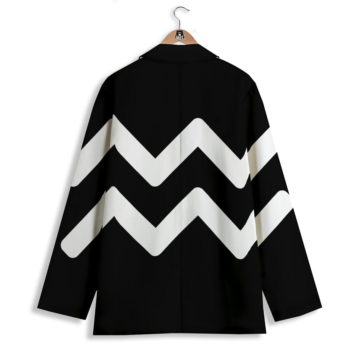 Aquarius Sign White And Black Print Women's Blazer-grizzshop