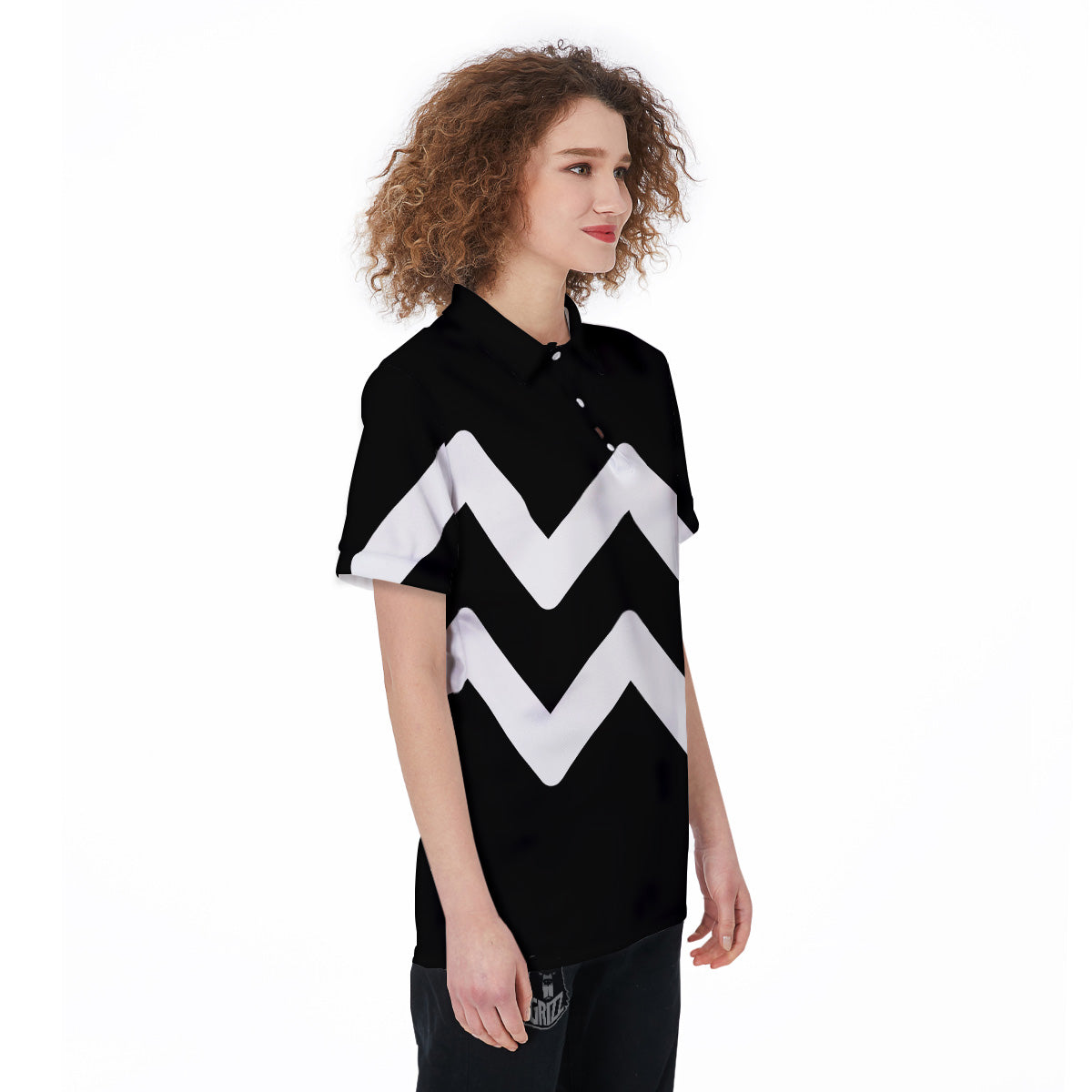 Aquarius Sign White And Black Print Women's Golf Shirts-grizzshop