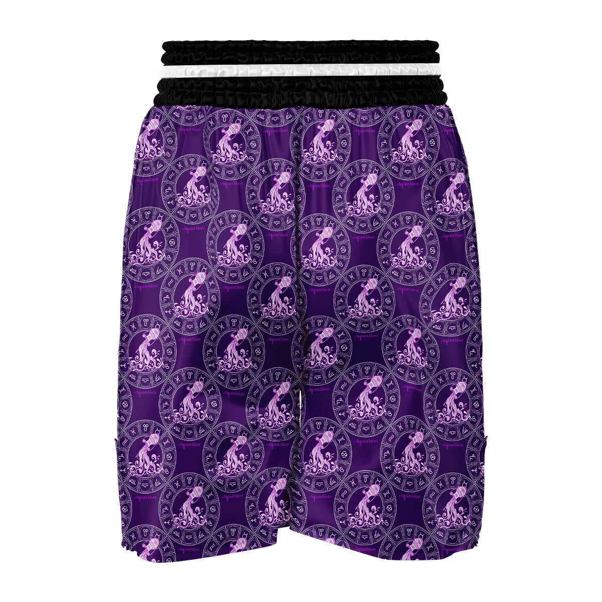 Aquarius Zodiac Pattern Print Boxing Shorts-grizzshop