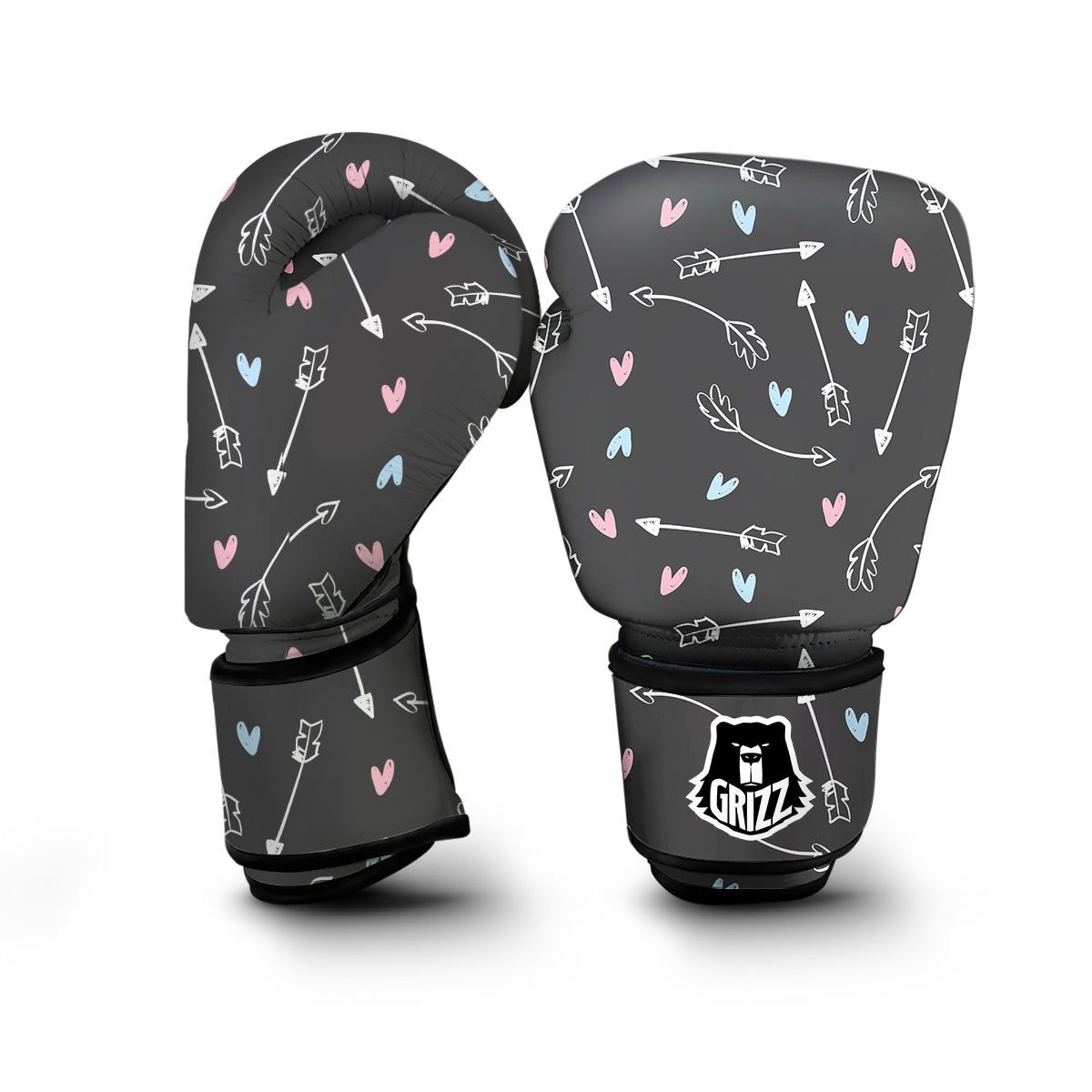 Archery Heart Pattern Print Boxing Gloves-grizzshop