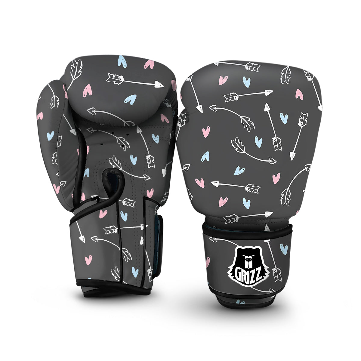 Archery Heart Pattern Print Boxing Gloves-grizzshop