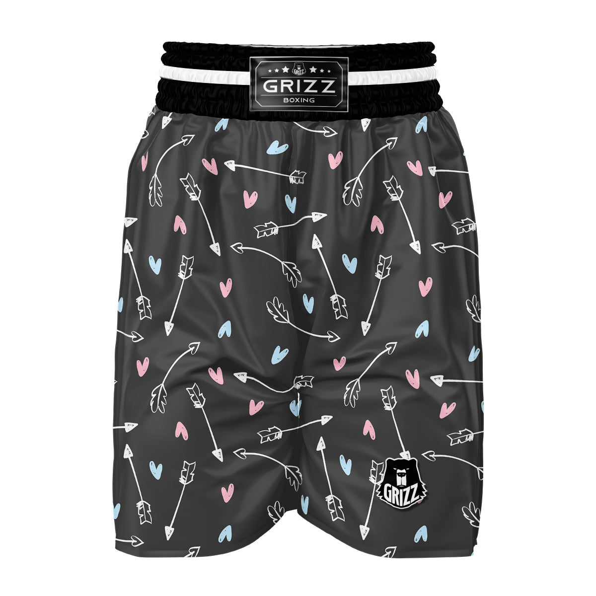 Archery Heart Pattern Print Boxing Shorts-grizzshop