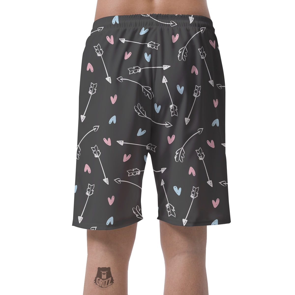 Archery Heart Pattern Print Men's Shorts-grizzshop