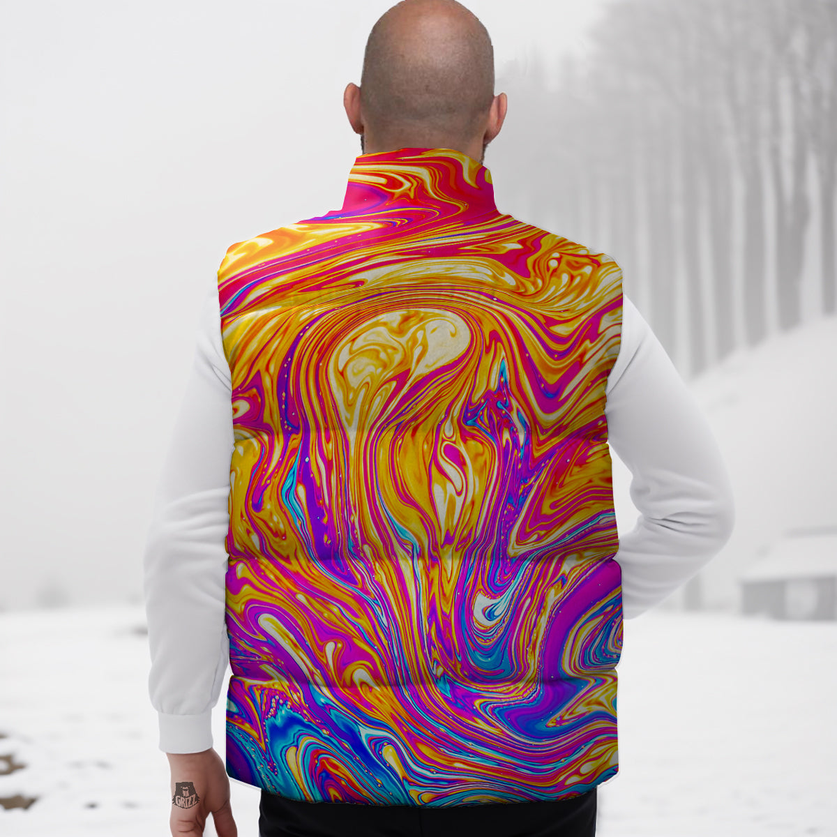 Archery Pattern Print Down Vest-grizzshop