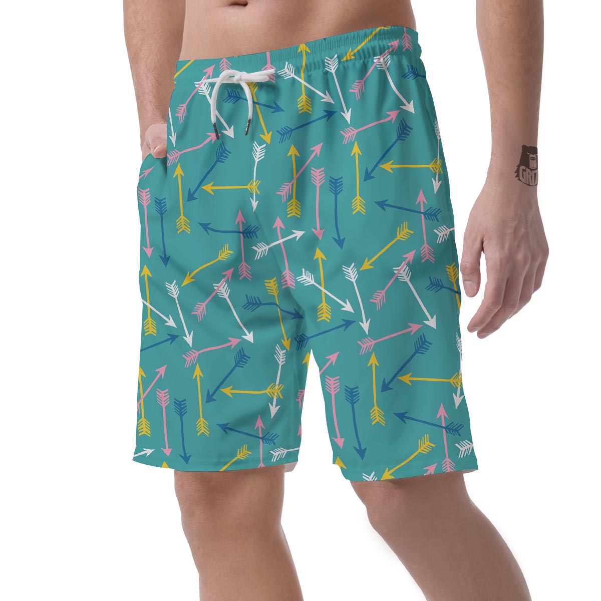 Archery Pattern Print Men's Shorts-grizzshop