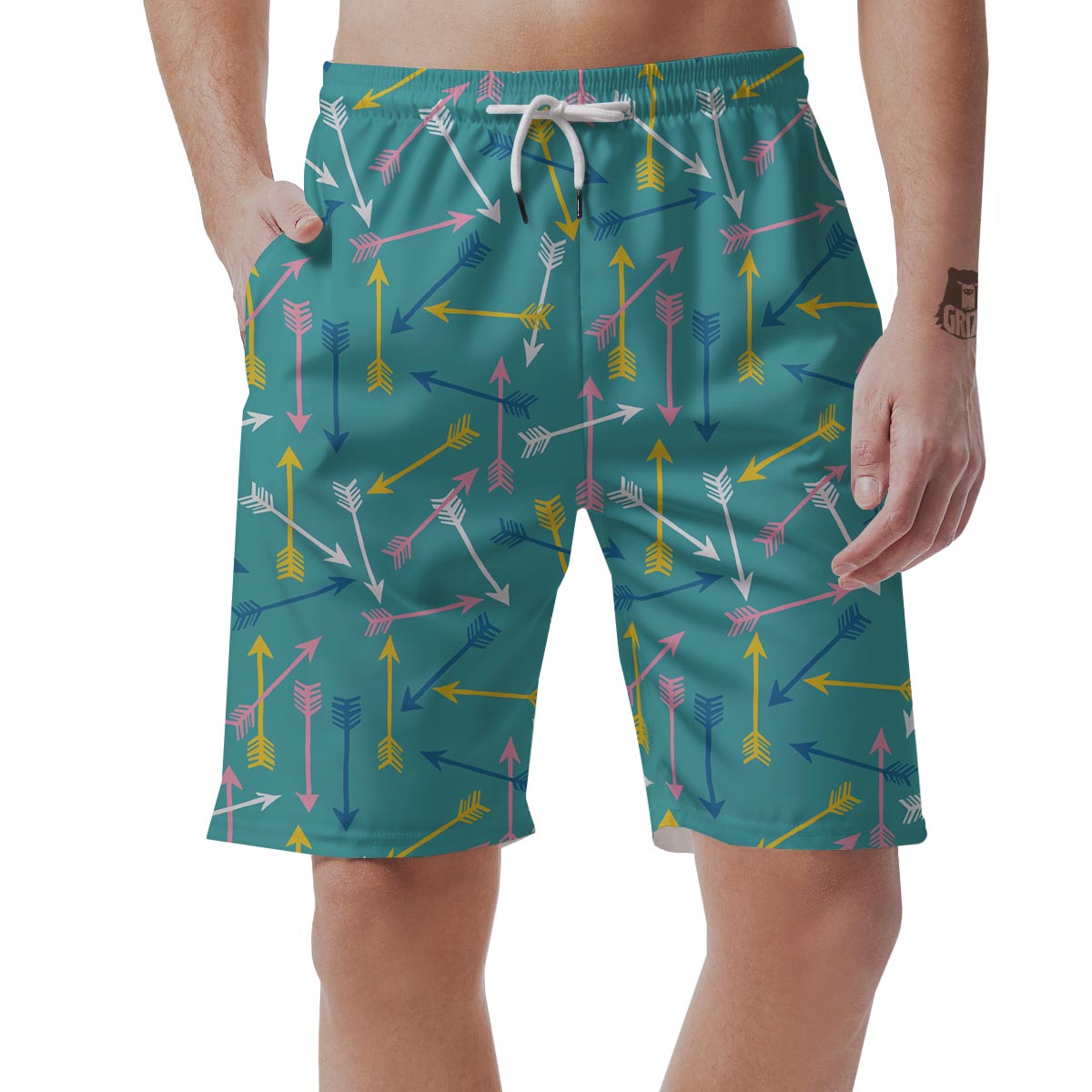 Archery Pattern Print Men's Shorts-grizzshop