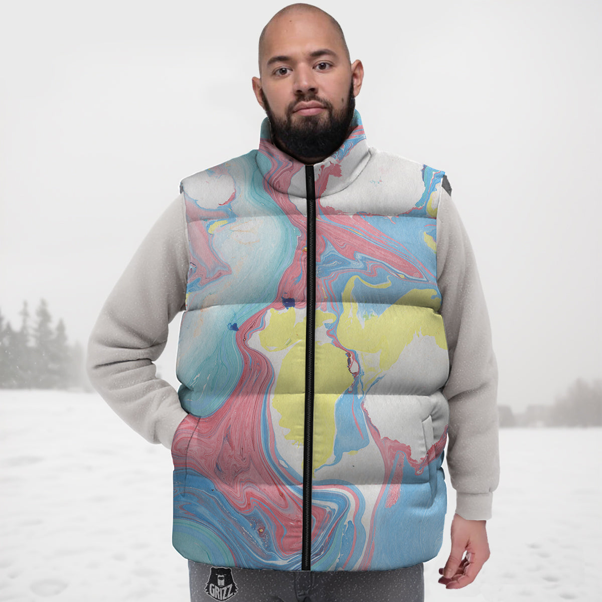 Archery Print Pattern Down Vest-grizzshop