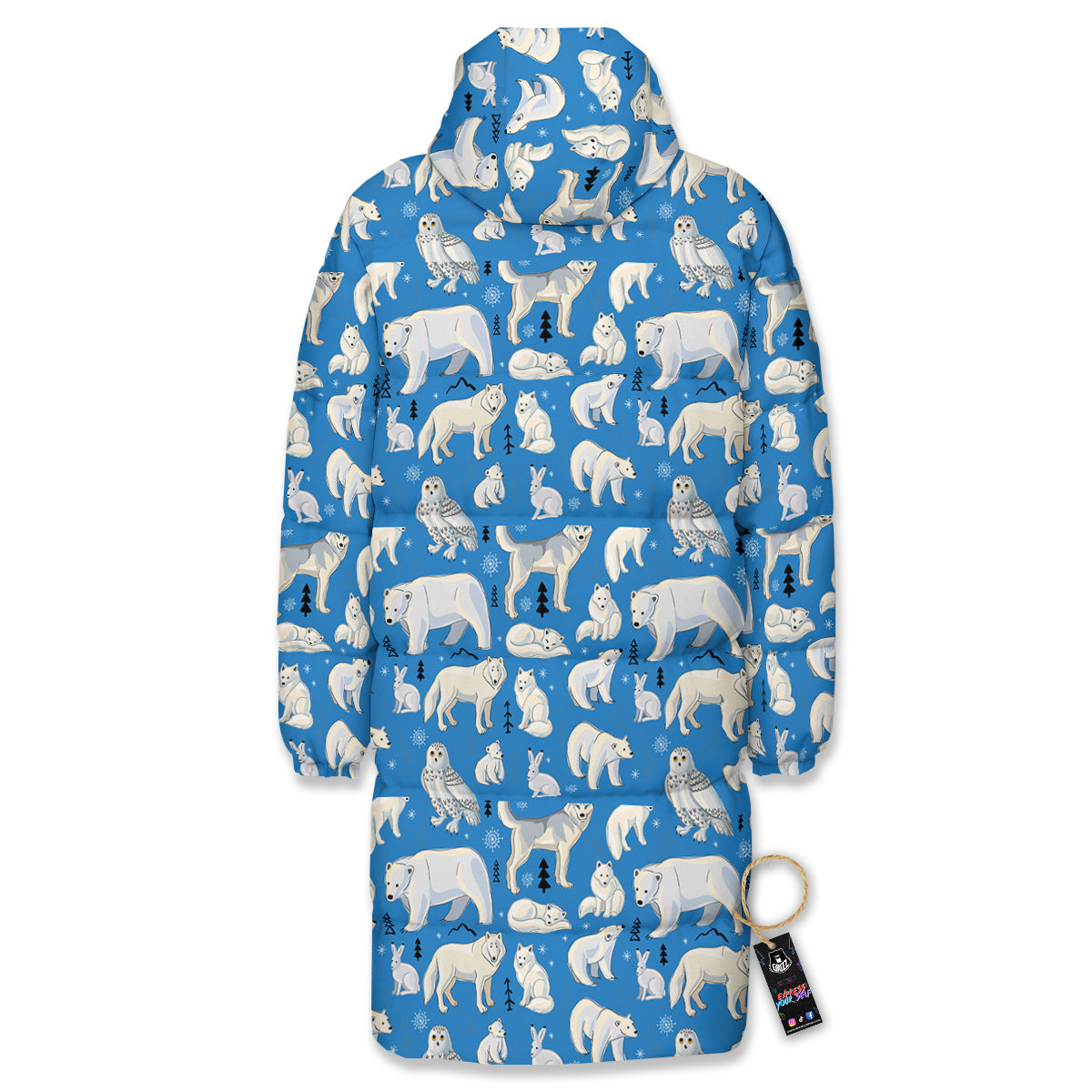 Arctic Animals North Print Pattern Long Down Jacket-grizzshop