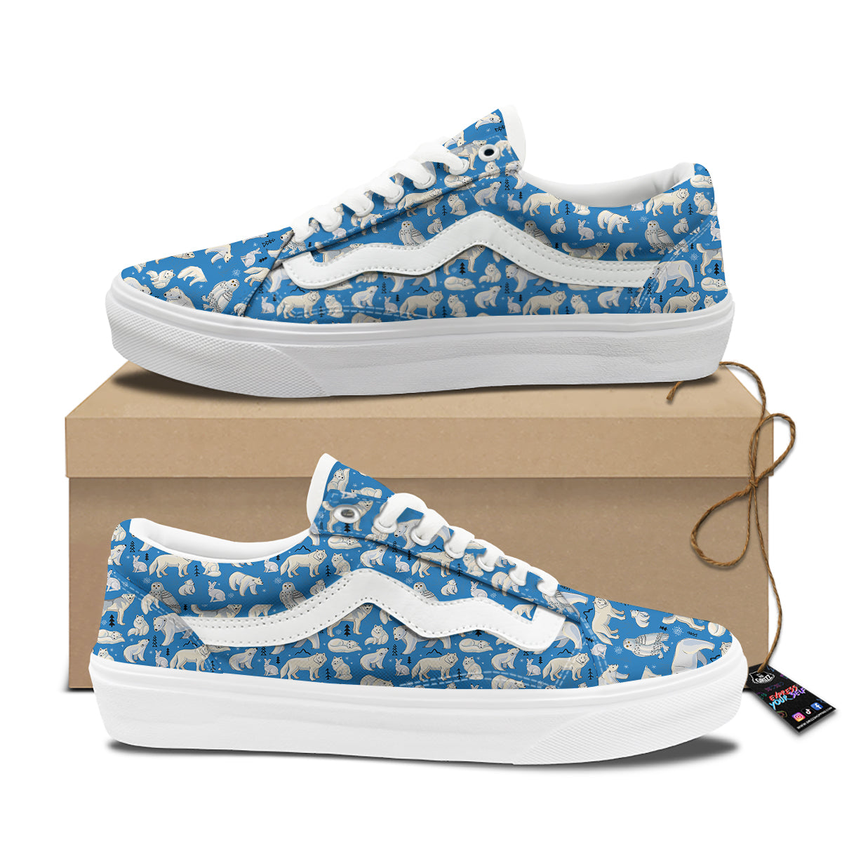 Arctic Animals North Print Pattern Skate Shoes-grizzshop