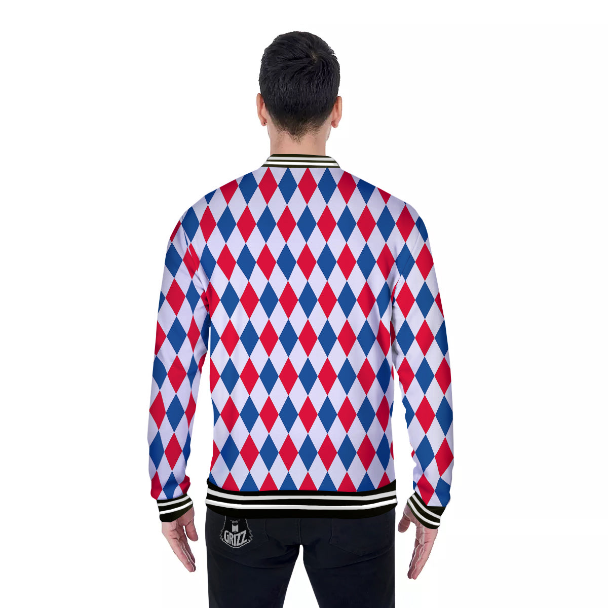 Argyle American Print Pattern Baseball Jacket-grizzshop