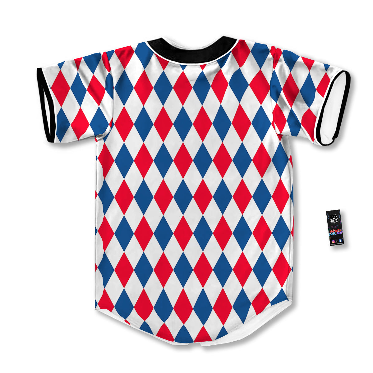 Argyle American Print Pattern Baseball Jersey-grizzshop