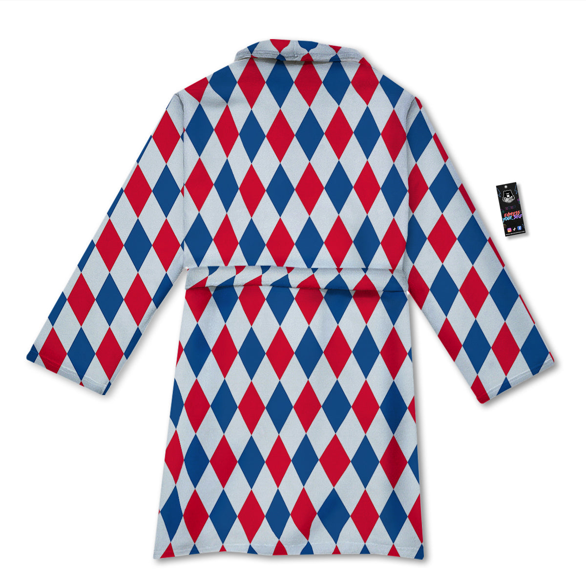 Argyle American Print Pattern Bathrobe-grizzshop