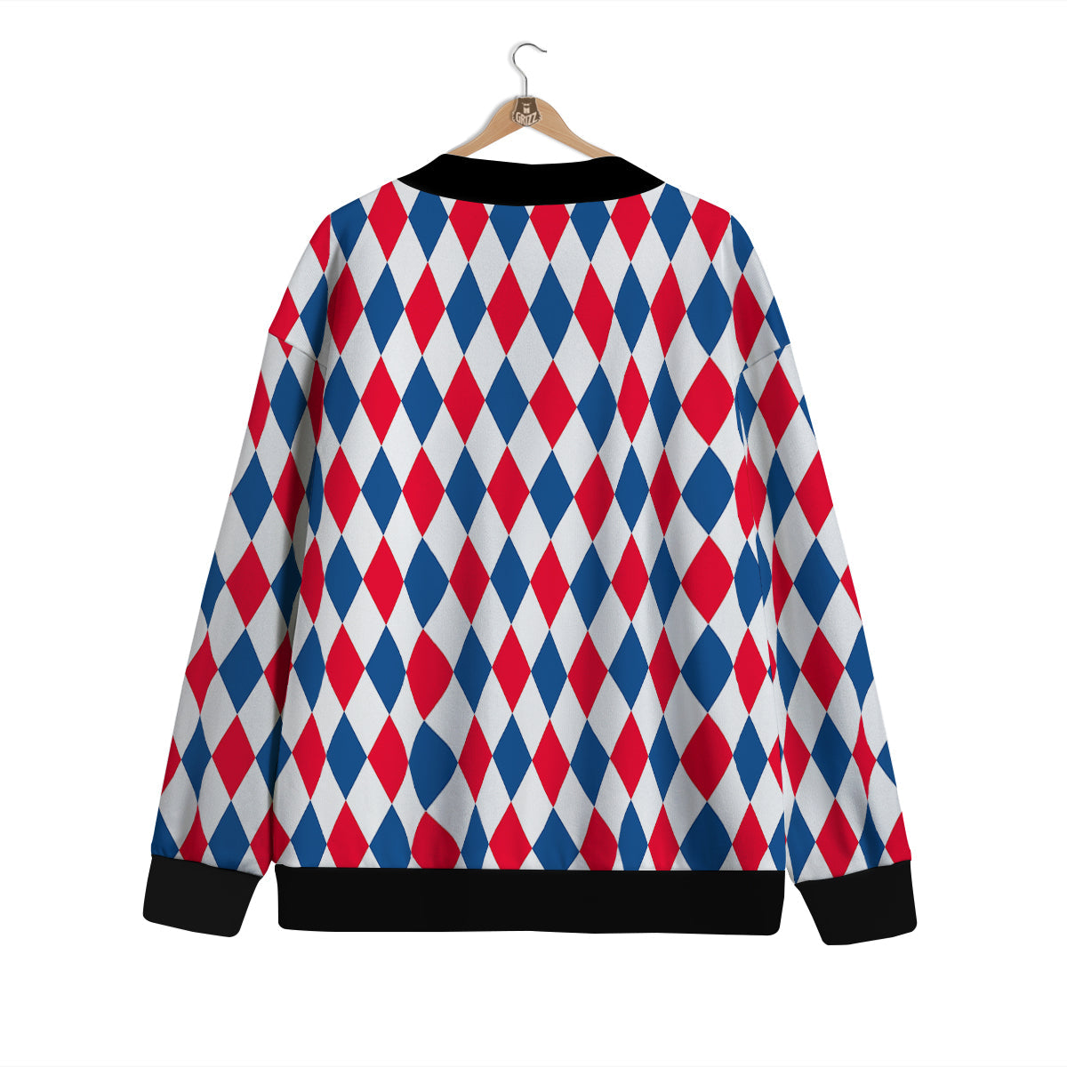 Argyle American Print Pattern Cardigan-grizzshop
